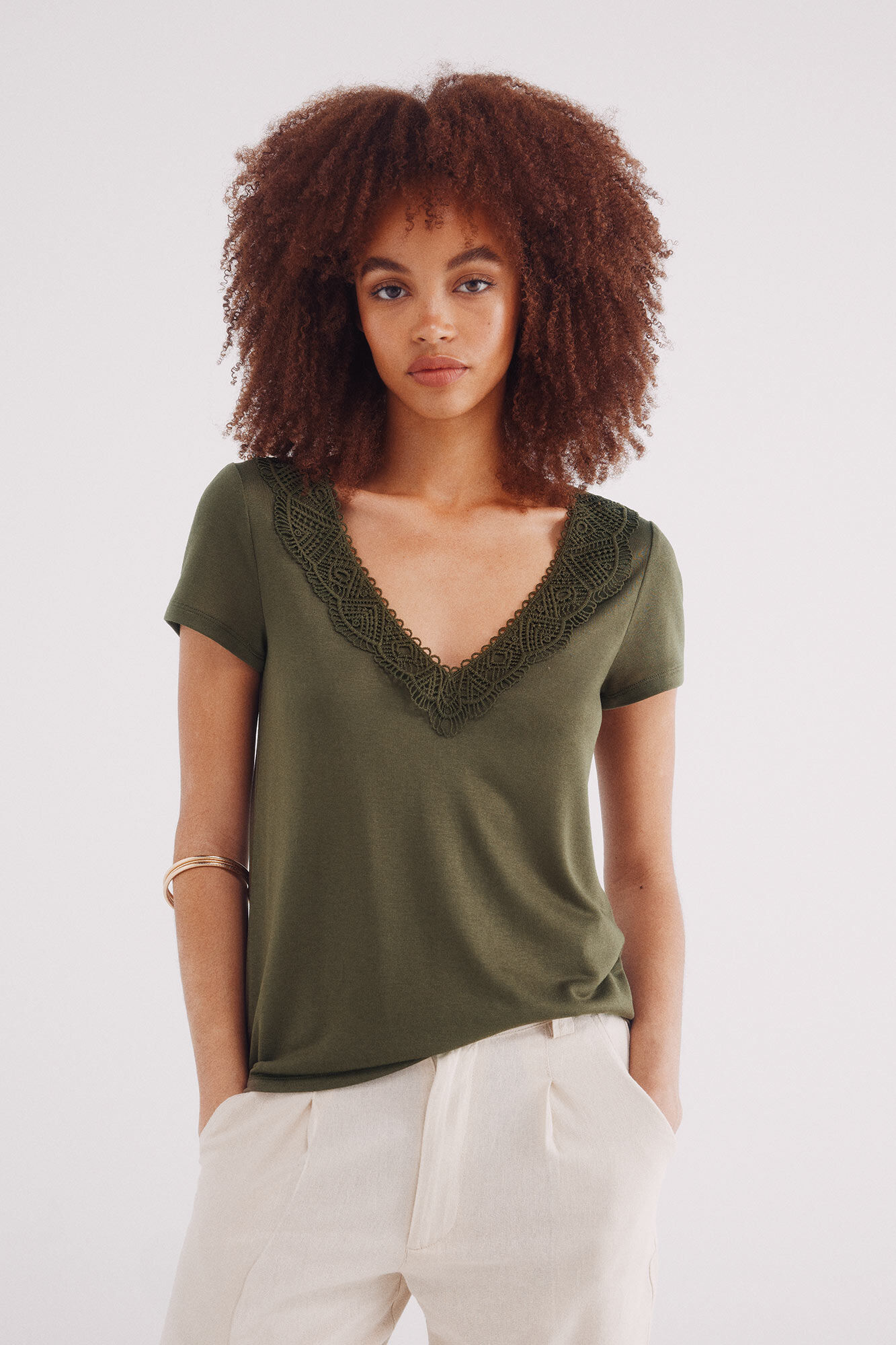 Springfield Playera escote crochet