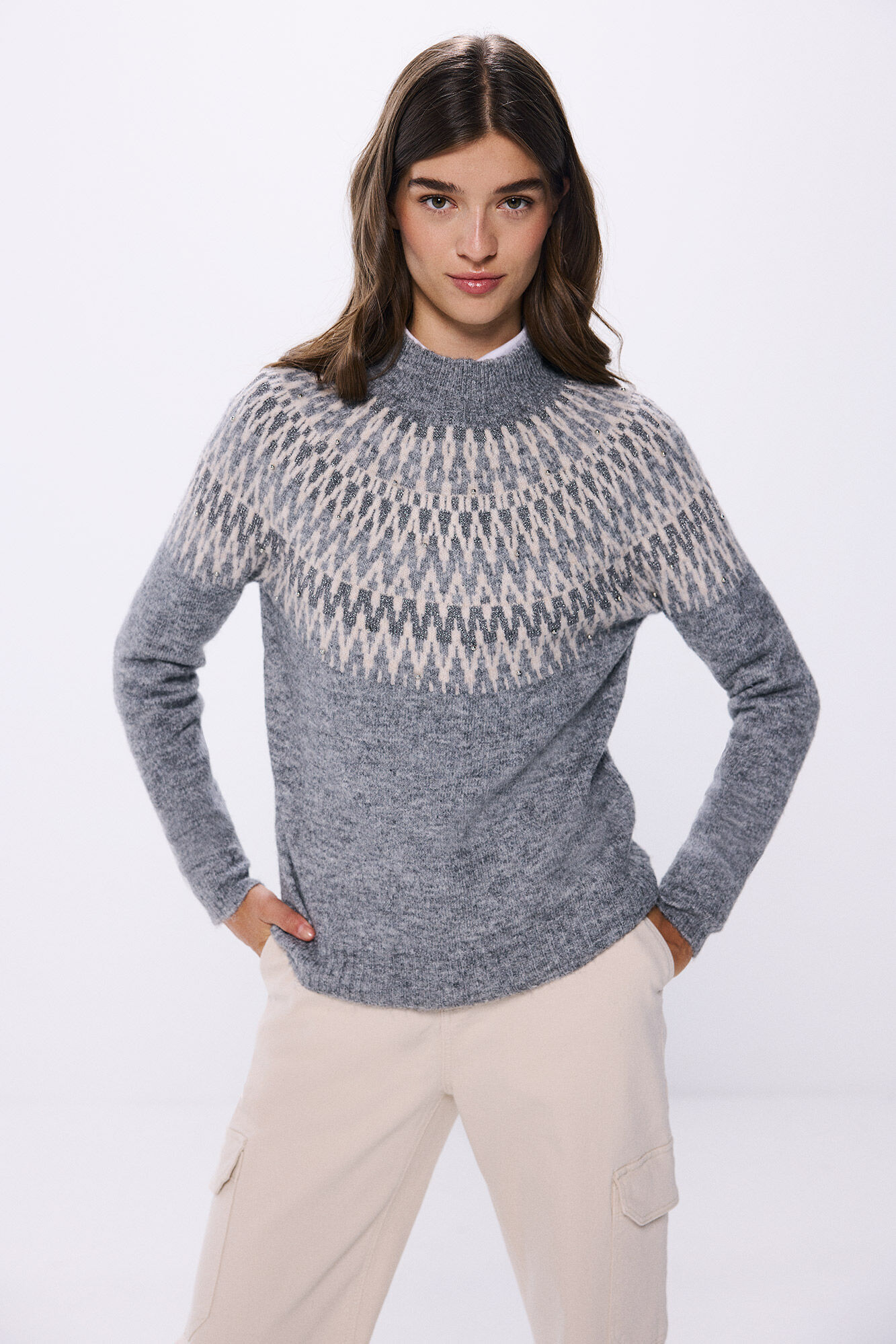 Springfield Su&eacute;ter jacquard lurex tachuelas