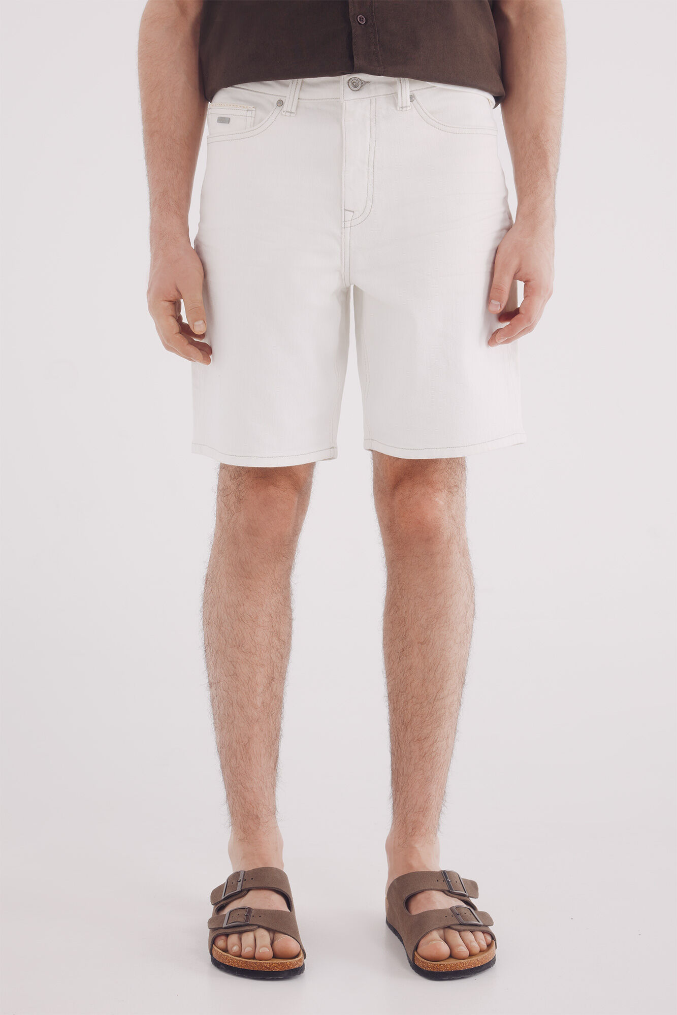 Springfield Bermudas denim blancas lavado regular fit blanco