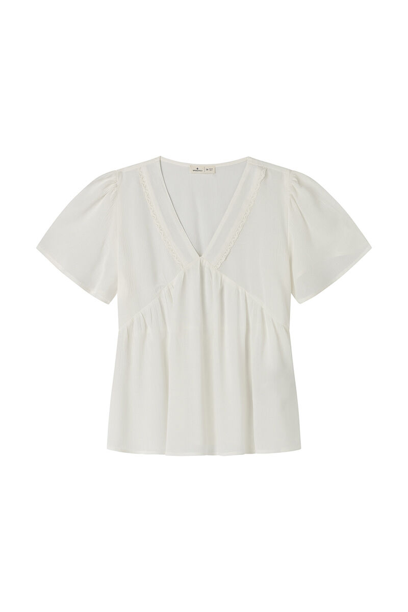 Springfield Blusa fluida escote lace natural