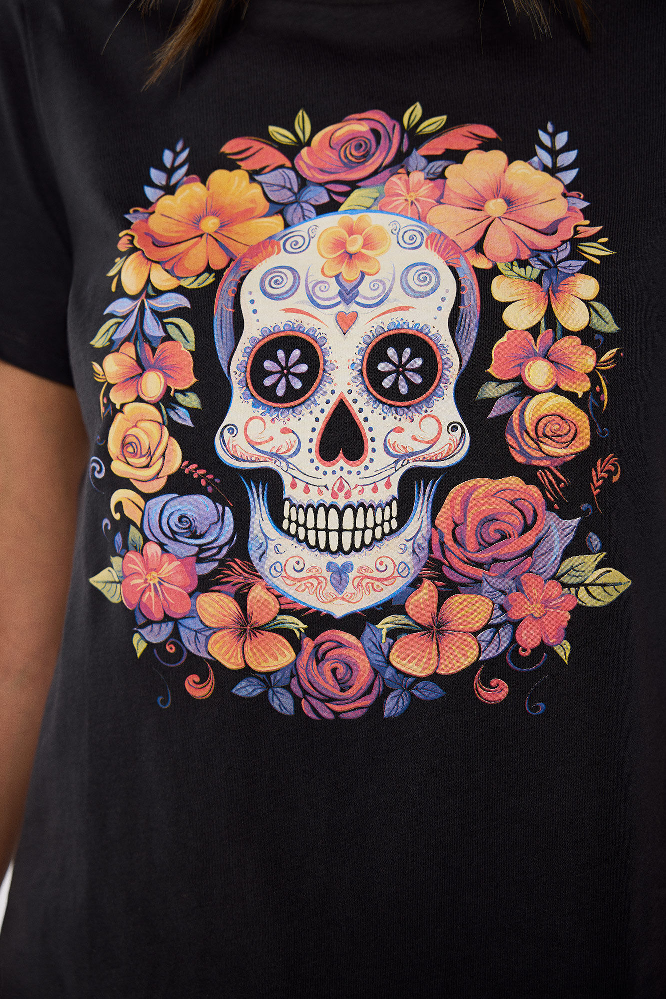 Springfield Playera gr&aacute;fica "D&iacute;a de muertos" gris