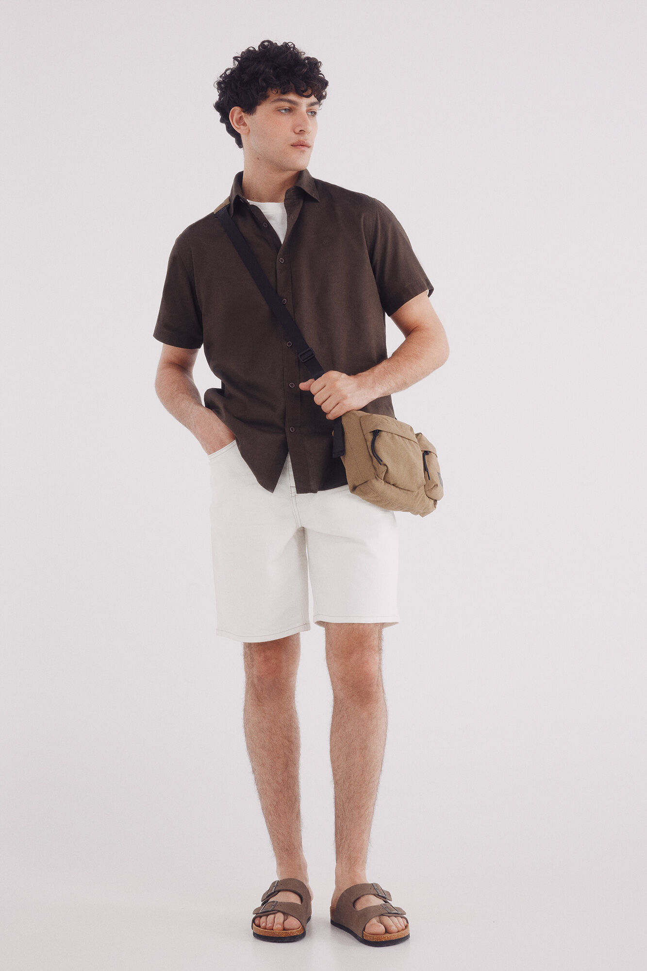 Springfield Bermudas denim blancas lavado regular fit blanco
