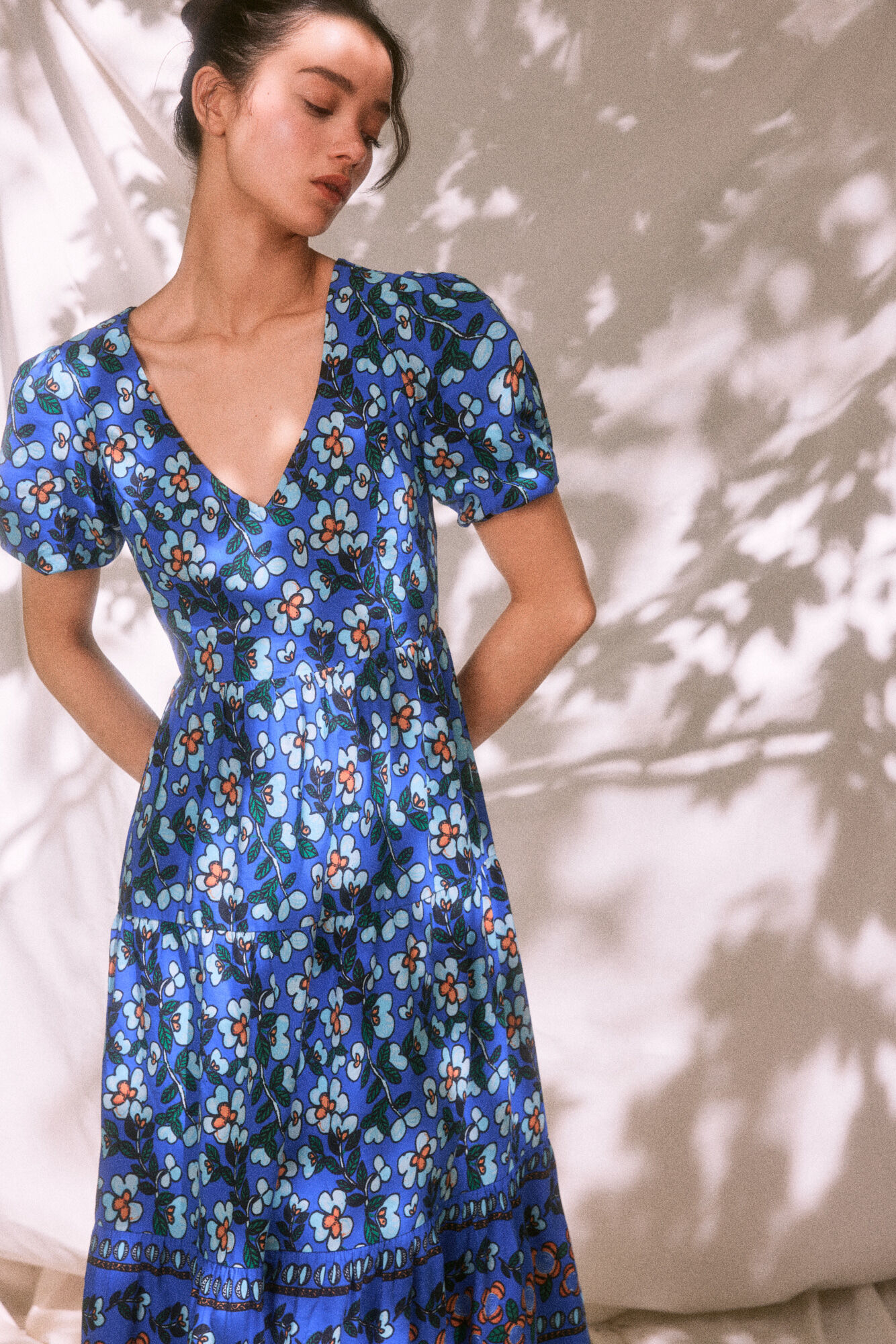 Springfield Vestido Midi Abertura Espalda Lino "Roots Studio"