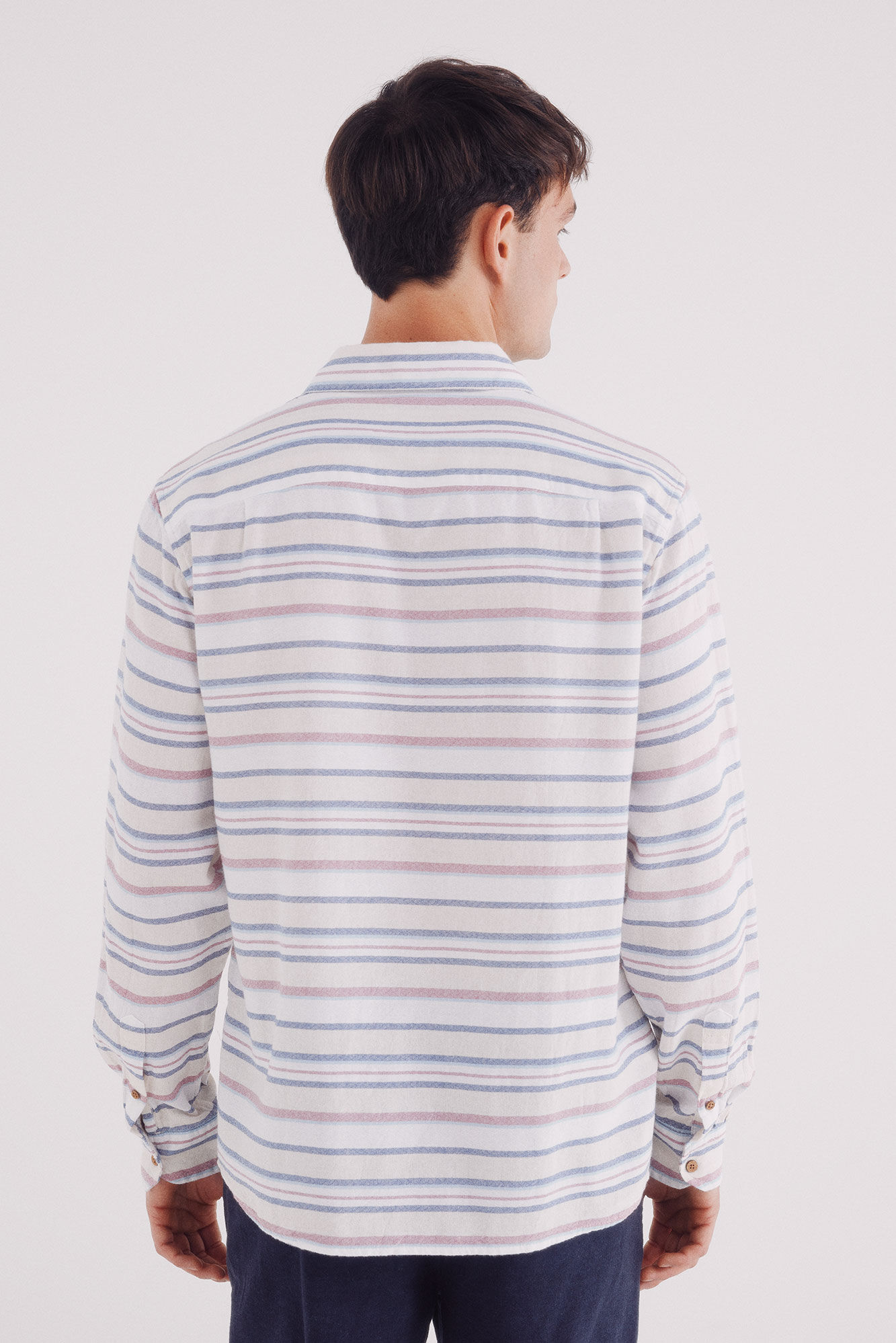 Springfield Camisa polera jacquard rayas horizontales azul tinta