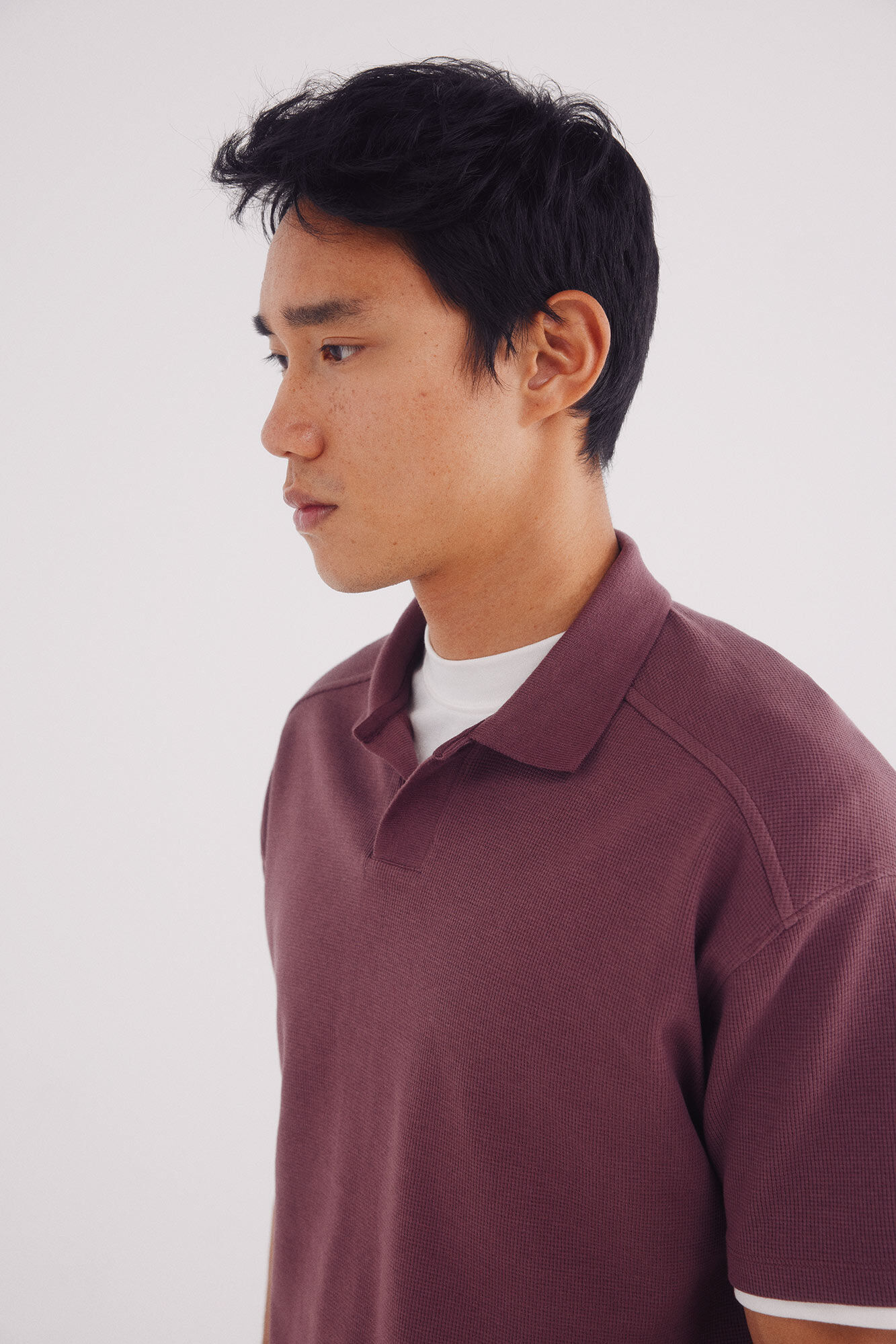 Springfield Polo estructura waffle regular fit p&uacute;rpura
