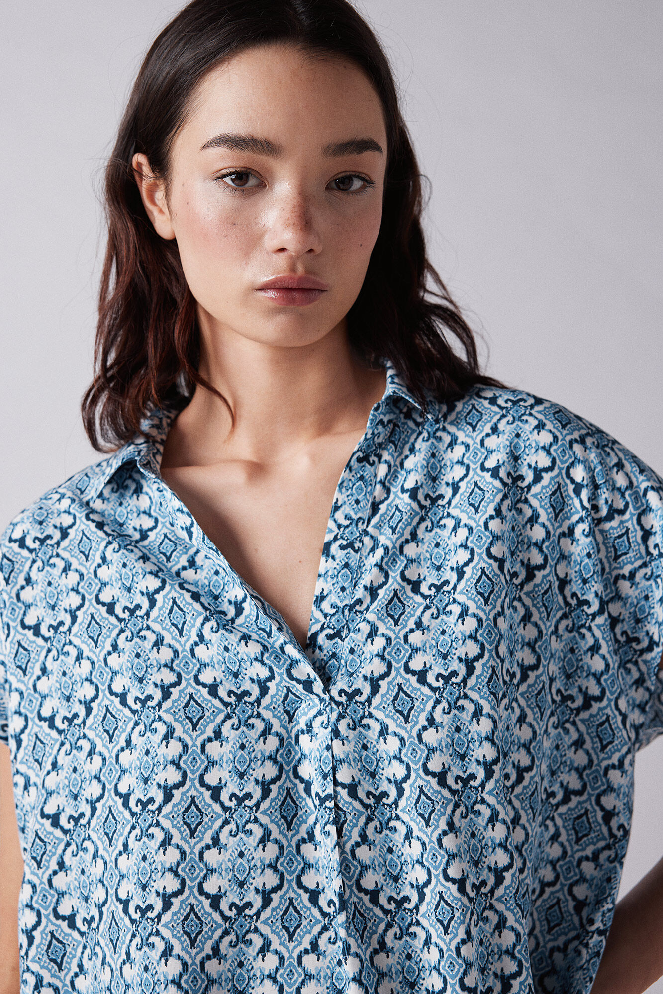 Springfield Blusa polera estampada
