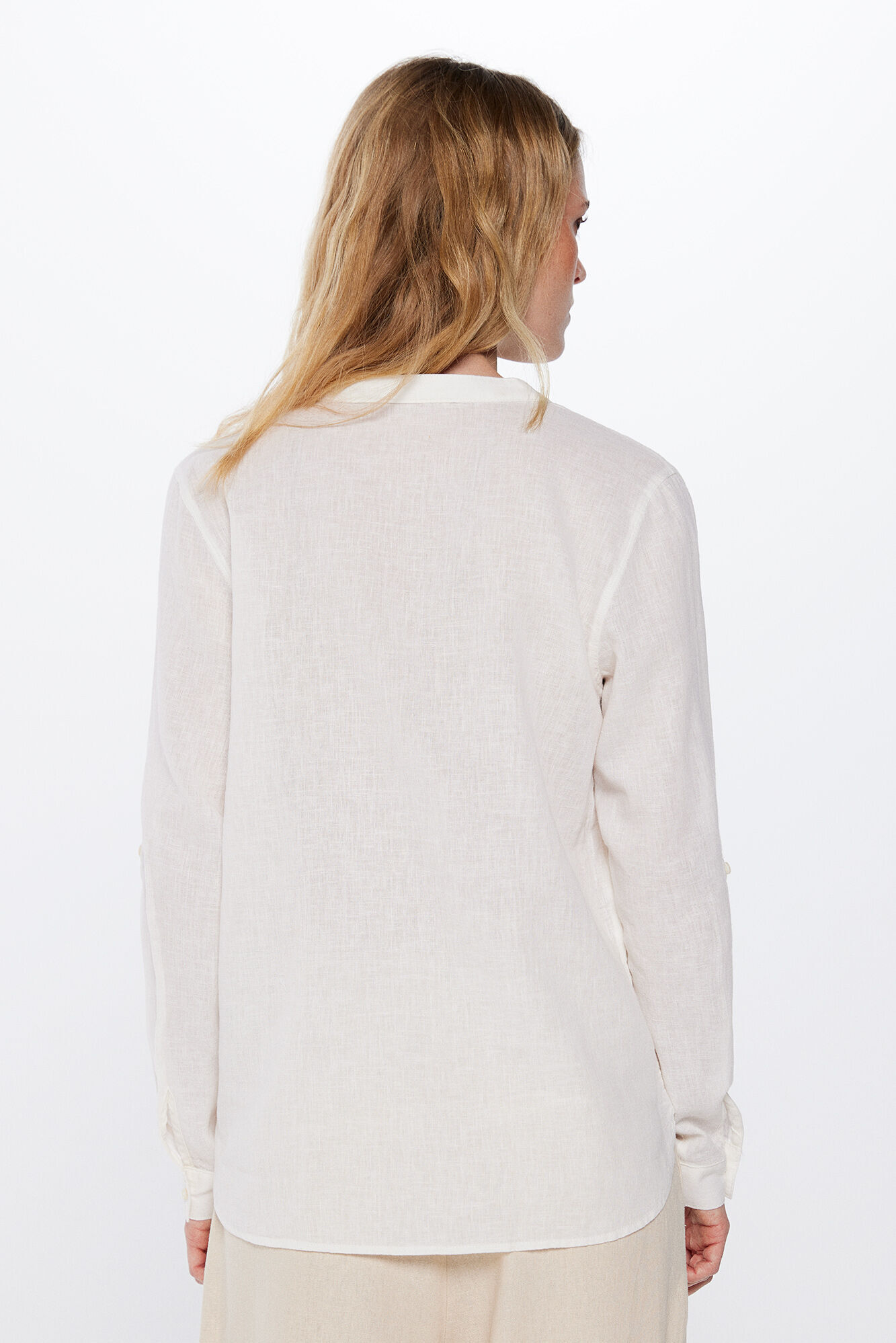 Springfield Blusa cuello mao algod&oacute;n lino natural