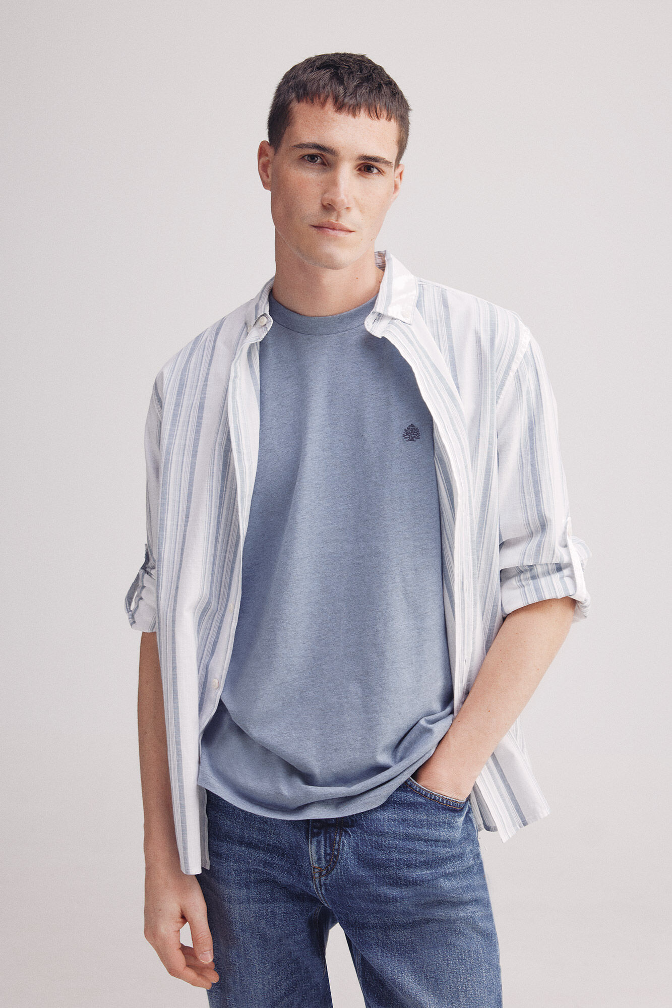 Springfield Playera melange b&aacute;sica azul