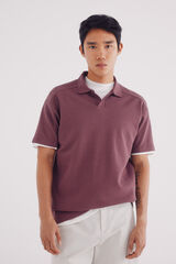 Springfield Polo estructura waffle regular fit p&uacute;rpura
