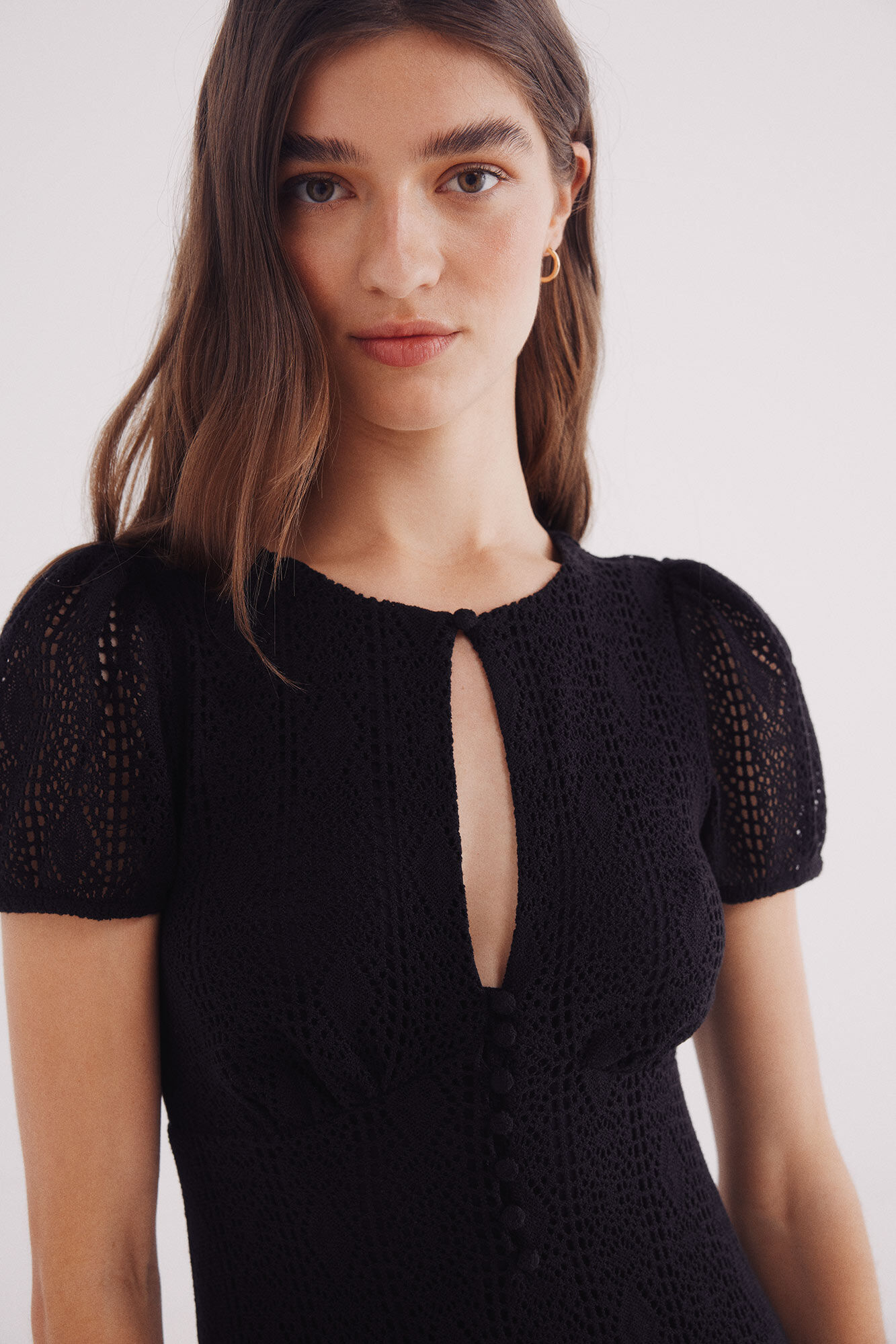 Springfield Vestido midi abertura escote negro