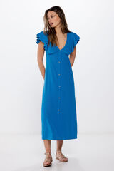 Springfield Vestido Midi Bordado Suizo Botones azul