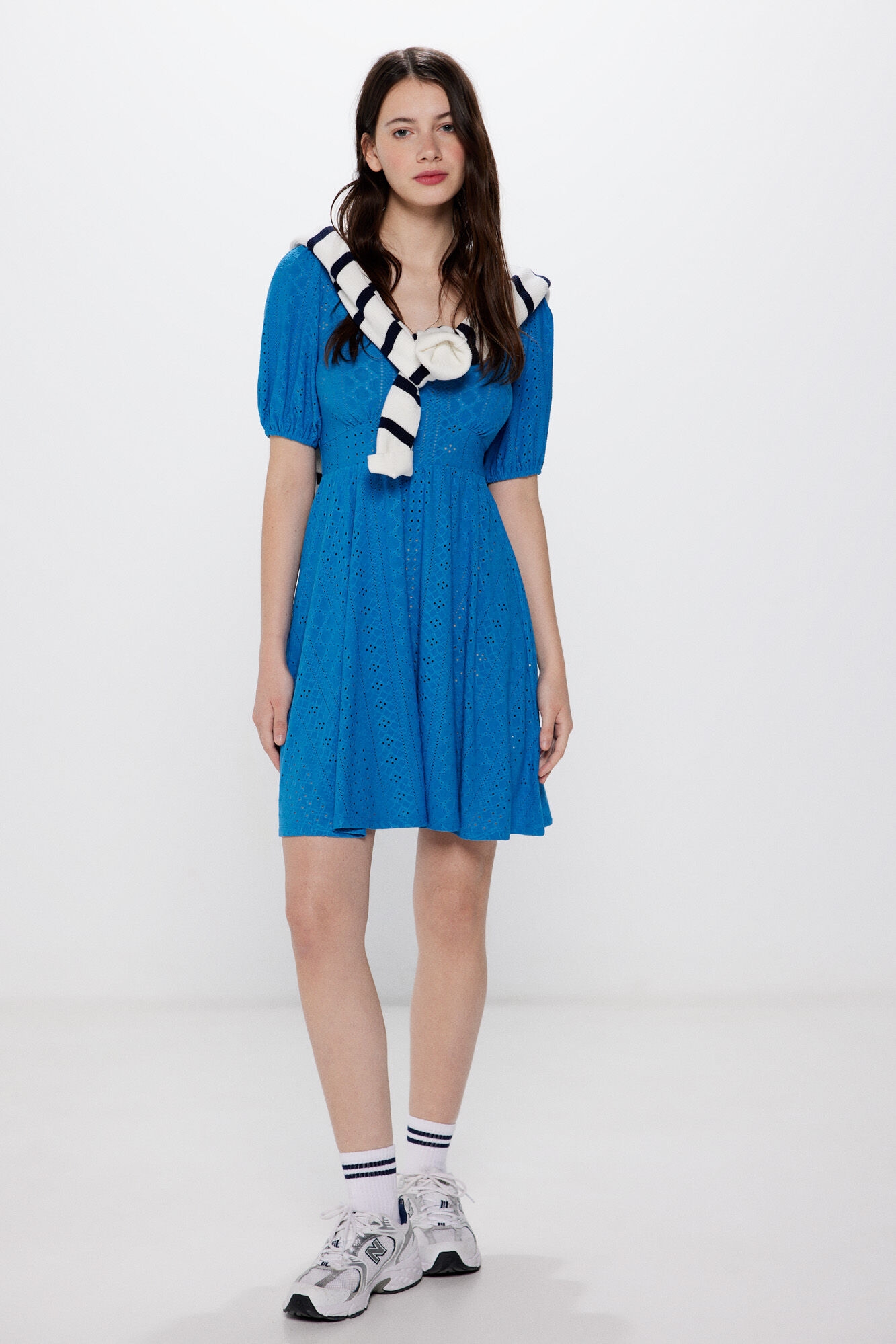 Springfield Vestido bordado suizo circular
