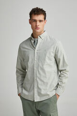 Springfield Camisa rayas algod&oacute;n slub caza oscuro