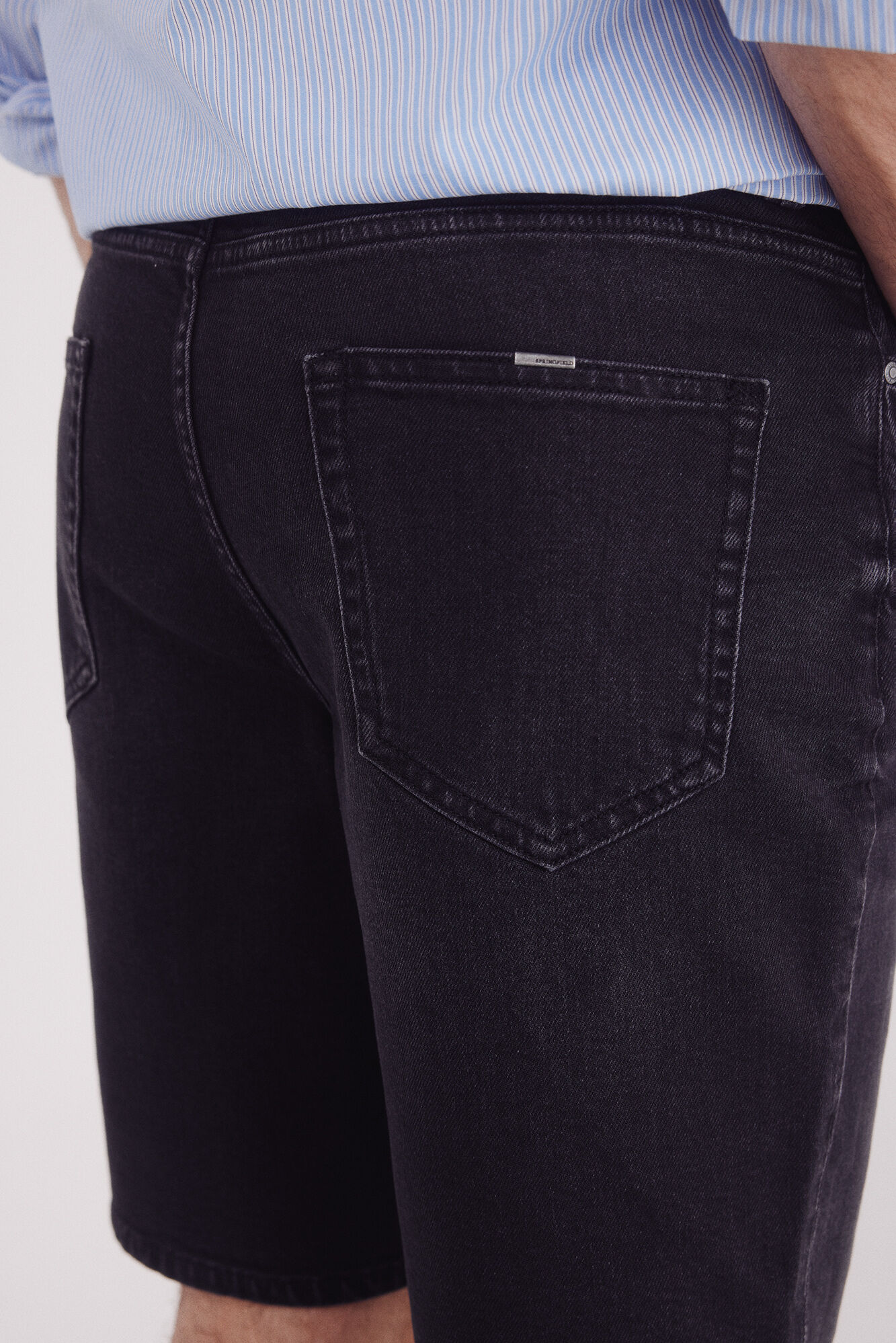 Springfield Bermudas denim negras lavadas regular fit negro