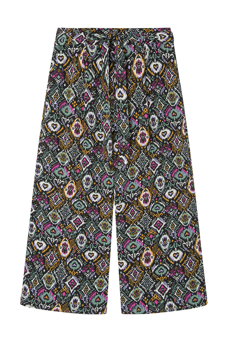 Springfield Pantalones culotte fluidos estampados negro