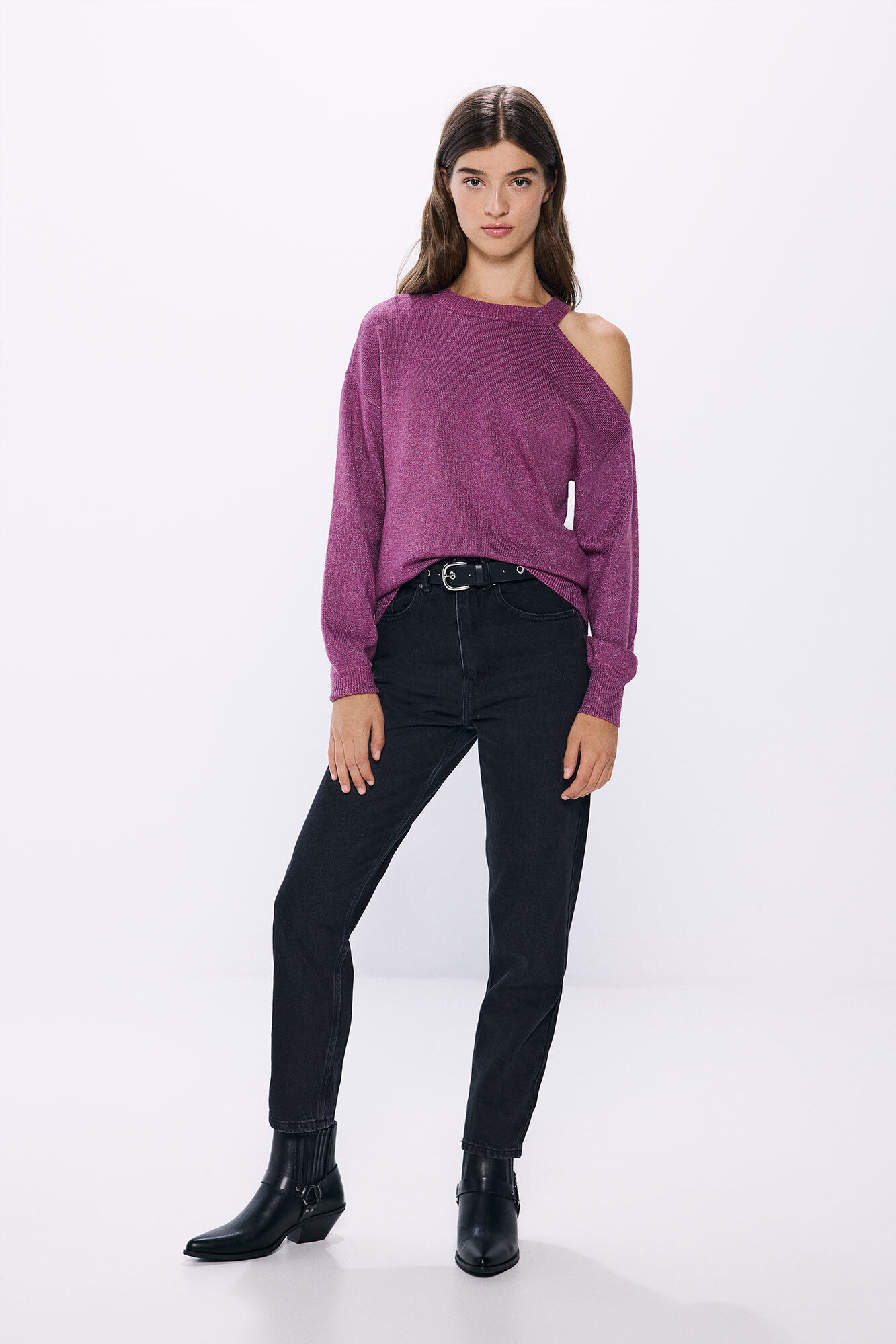 Springfield Su&eacute;ter asim&eacute;trico lurex morado/lila