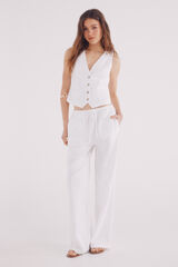 Springfield Pantal&oacute;n lino ancho natural
