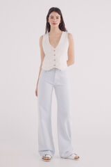 Springfield Jeans wide leg rayas algod&oacute;n caf&eacute;