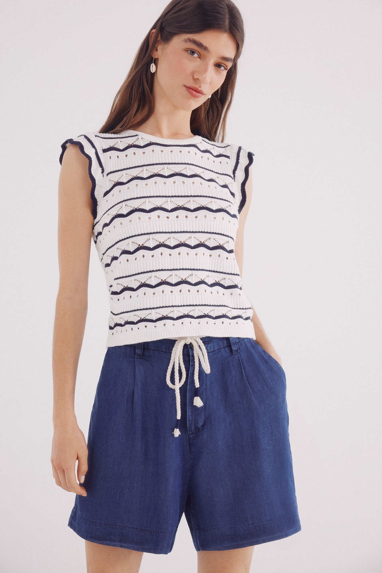 Springfield Shorts cintur&oacute;n tencel azul