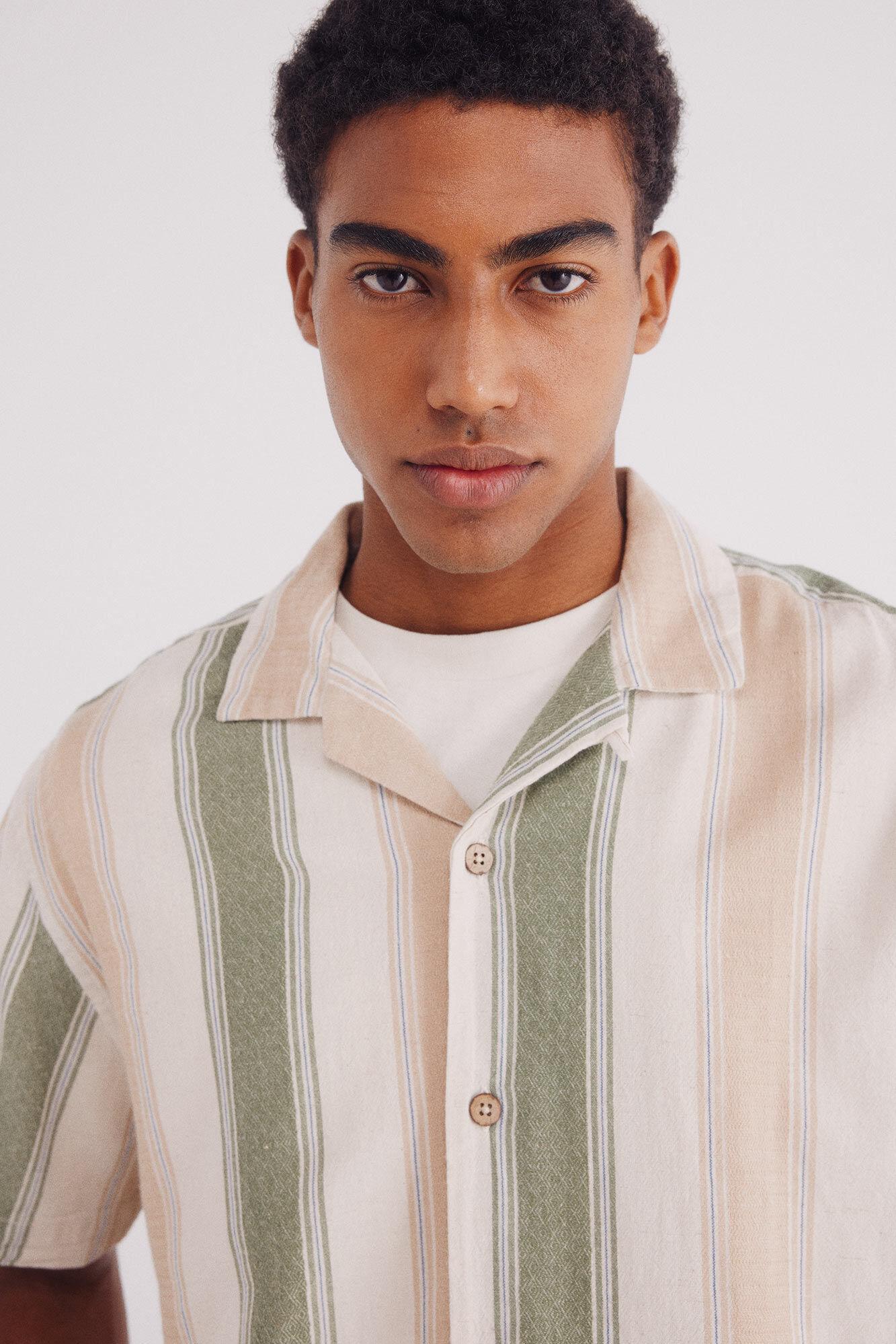 Springfield Camisa manga corta lino rayas