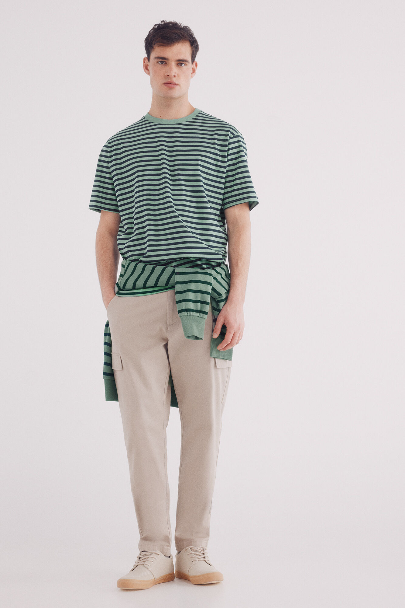 Springfield Playera rayas estampada verde