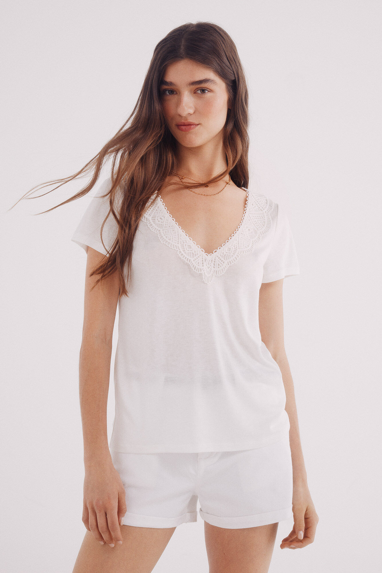 Springfield Playera escote crochet