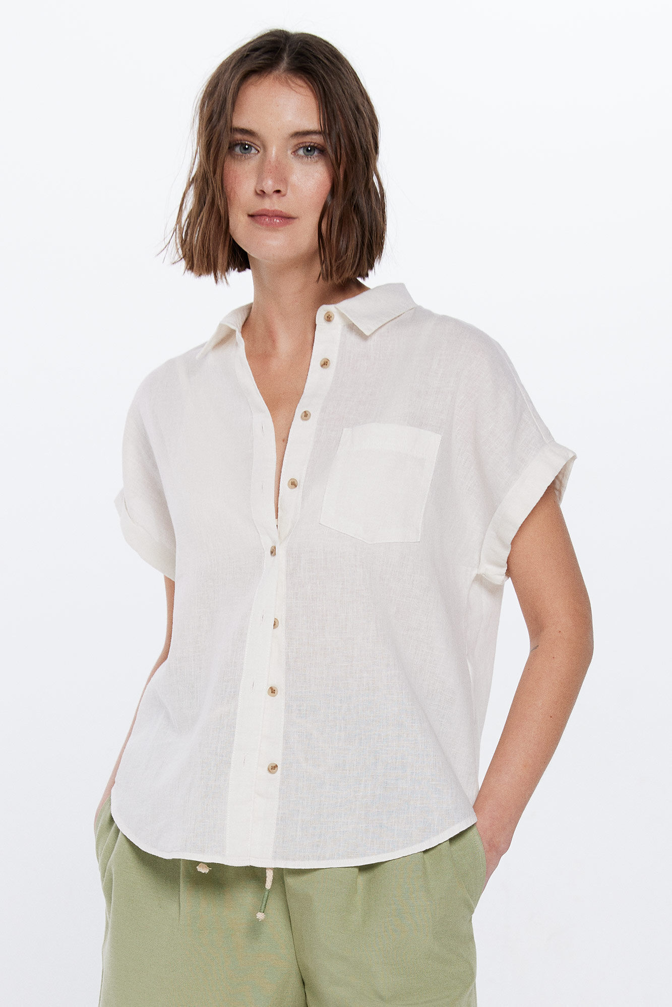 Springfield Blusa bolsillo M/C algod&oacute;n