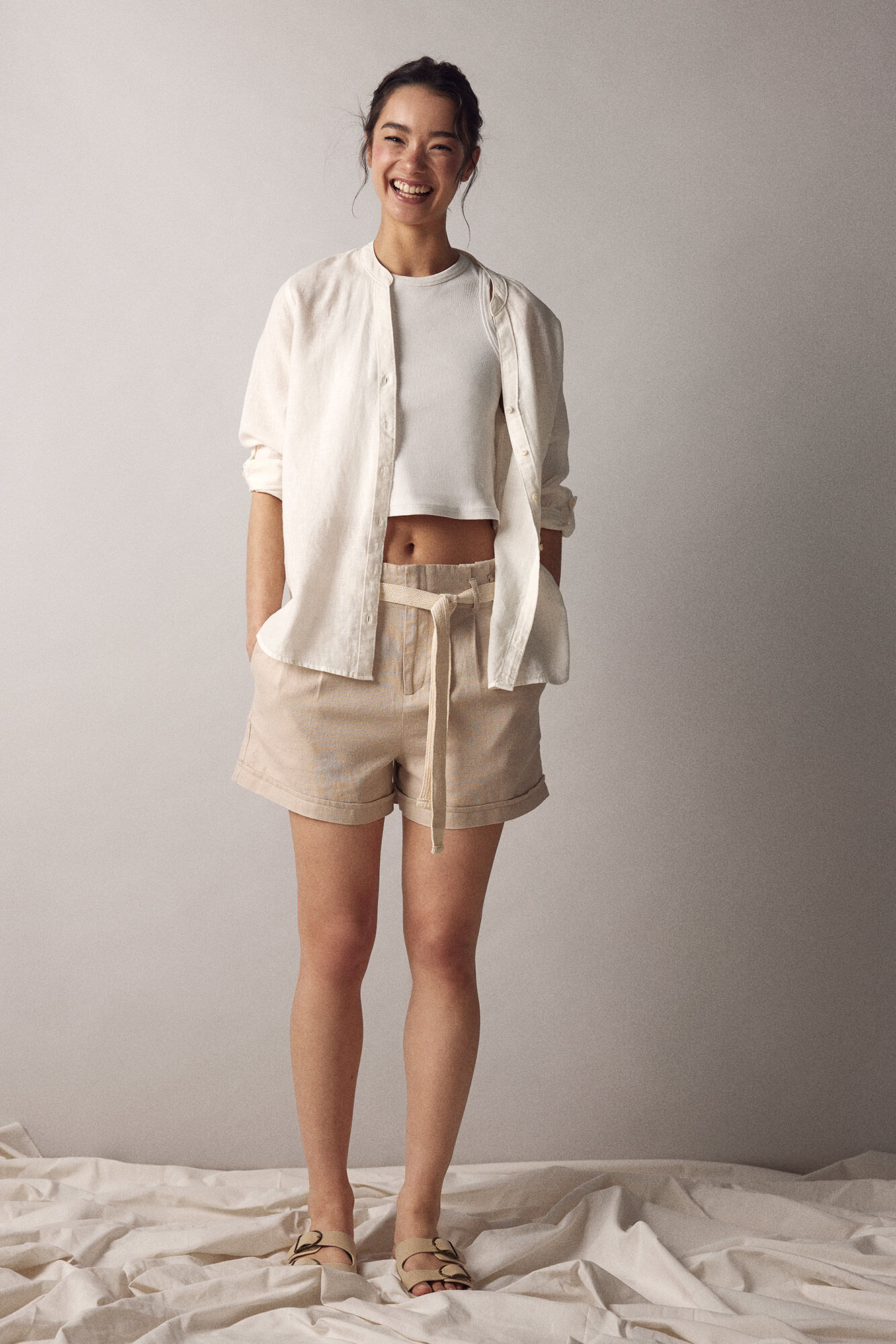 Springfield Blusa cuello mao algod&oacute;n lino