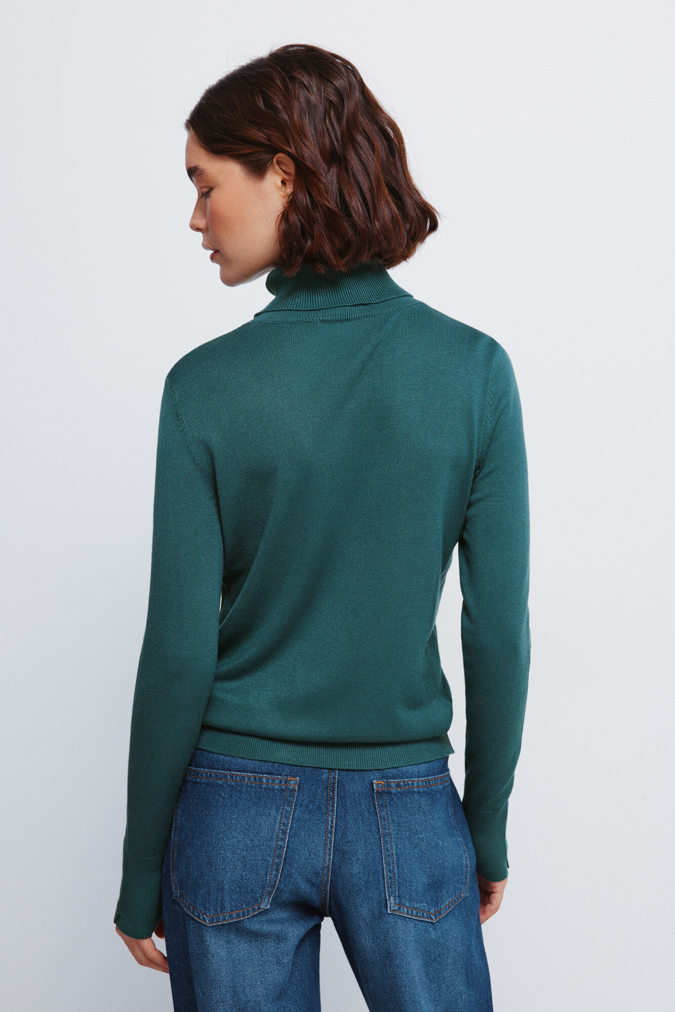 Springfield jersey de cuello alto con botones y pu&ntilde;os verde