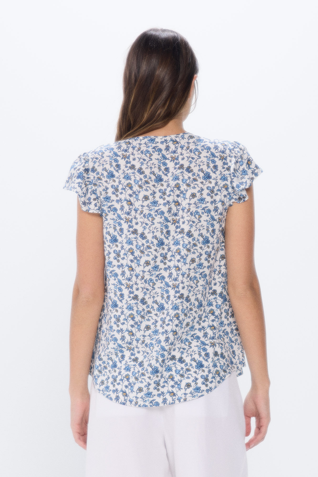 Springfield Blusa fluida estampada azul indigo