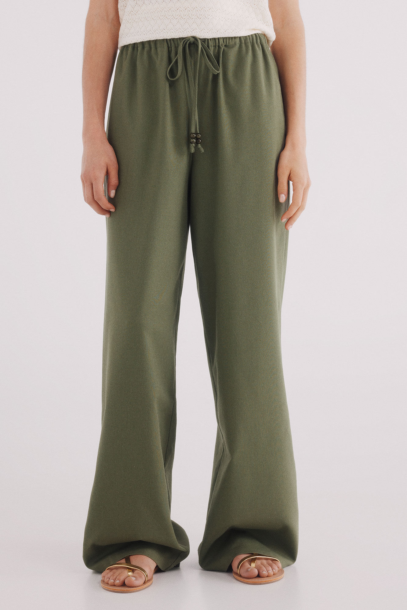 Springfield Pantal&oacute;n lino ancho verde