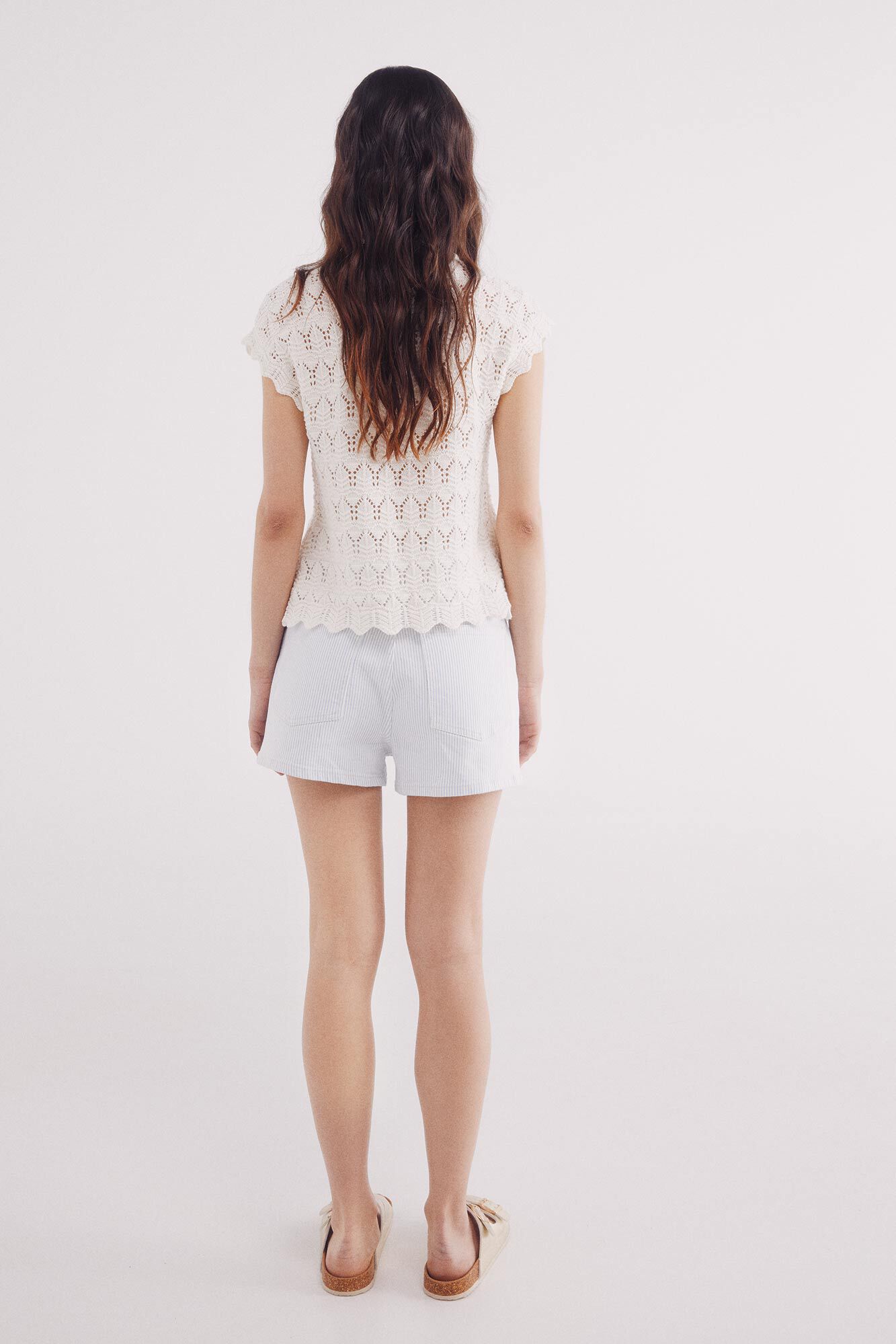 Springfield Shorts jeans rayas marfil