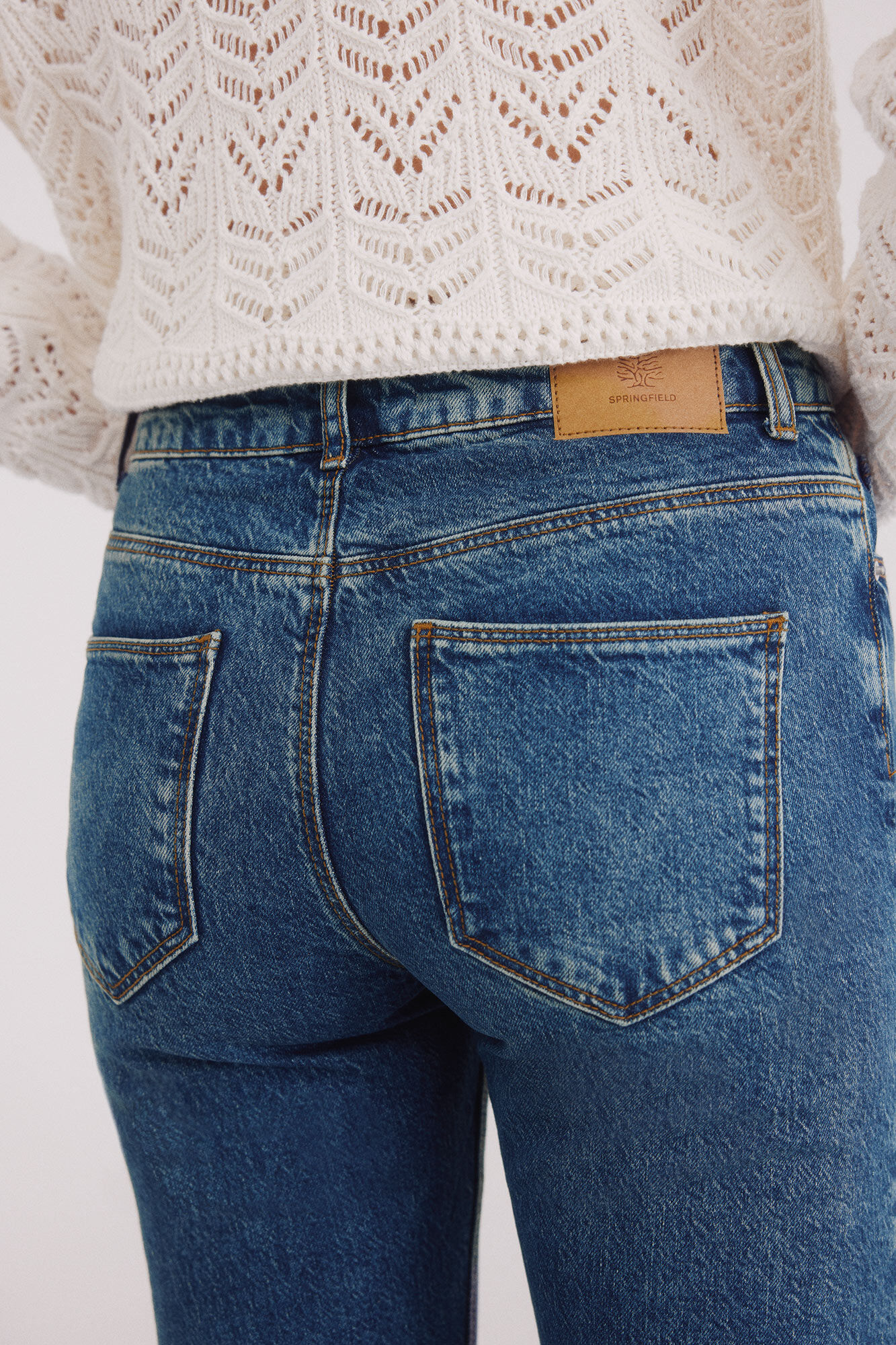 Springfield Jeans dobladillo bordados azul