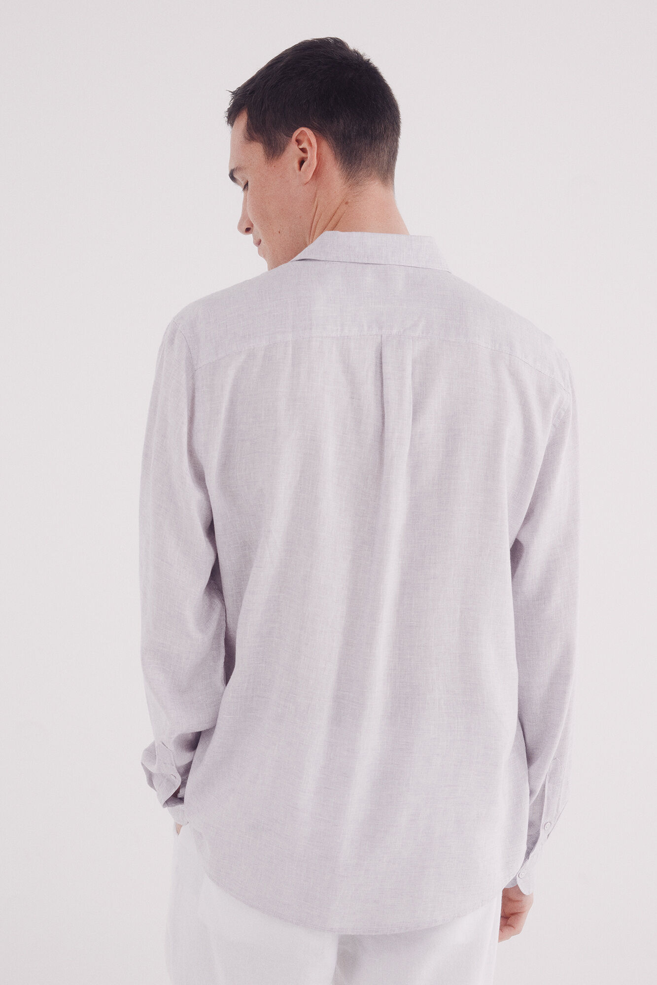 Springfield Camisa polera lino viscosa fil a fil morado/lila