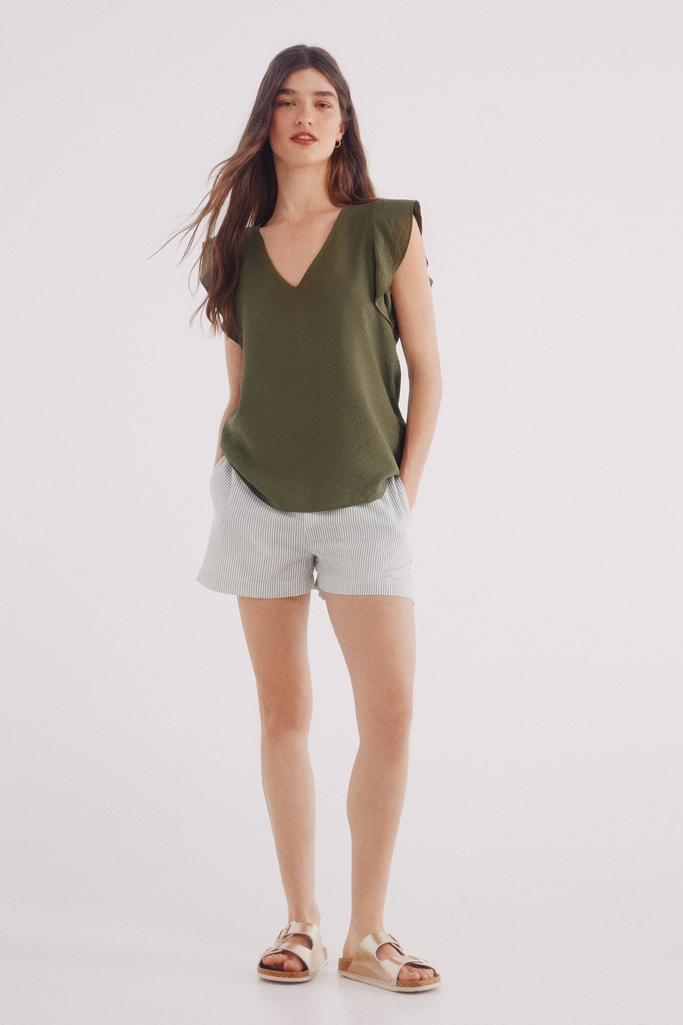 Springfield Blusa volantes verde
