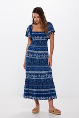 Springfield Vestido midi cenefas espalda cruzada marino