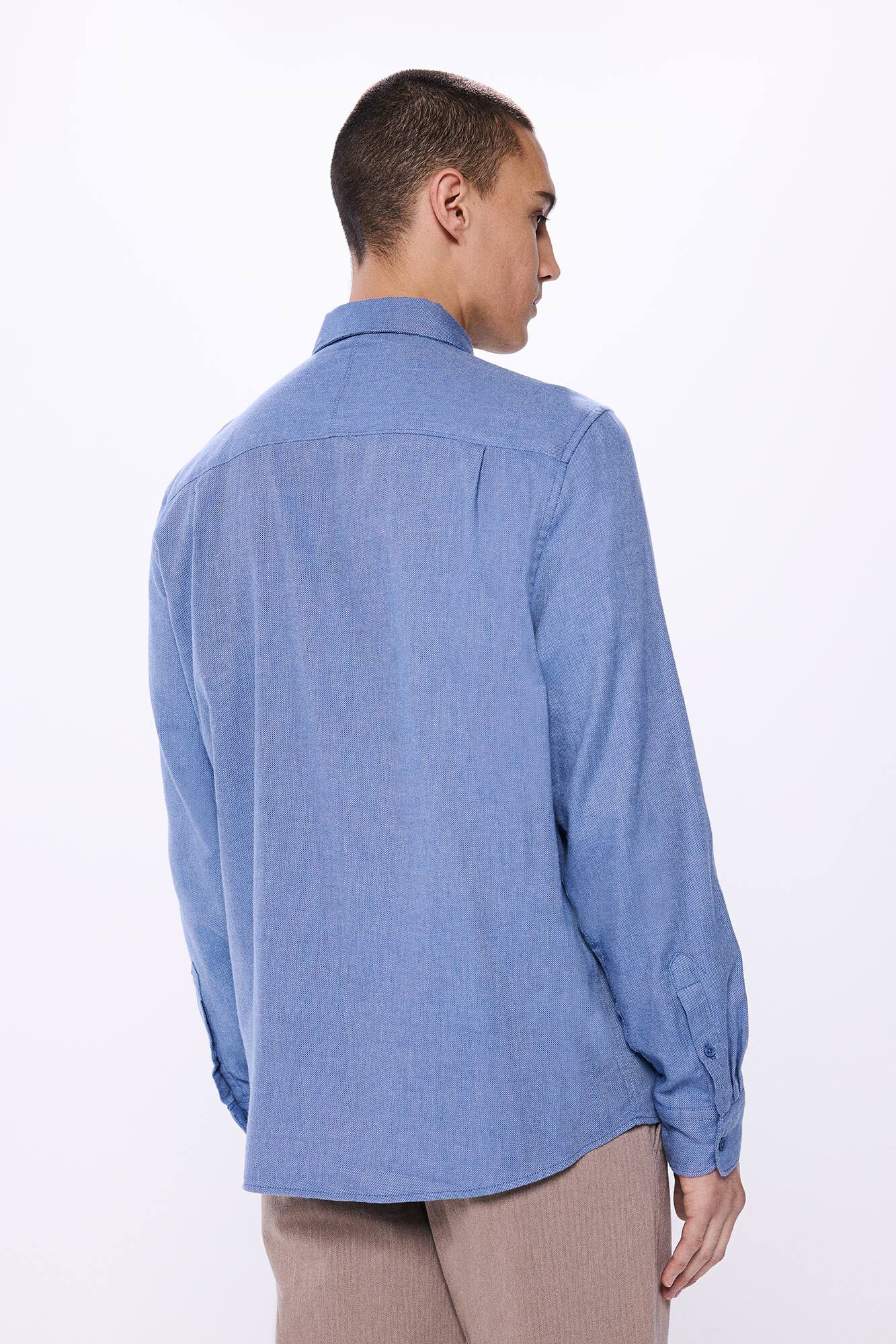 Springfield Camisa estructura afranelada azul indigo