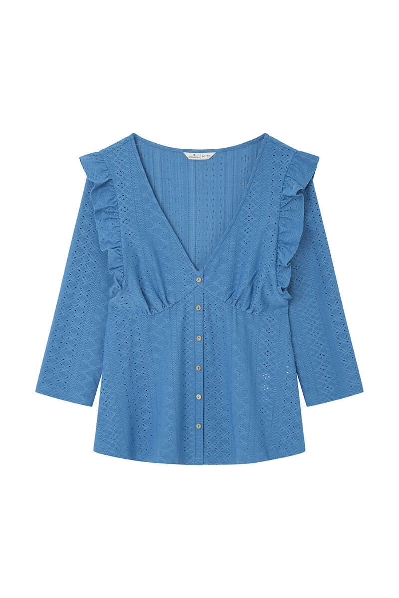 Springfield Blusa Botones Volantes azul