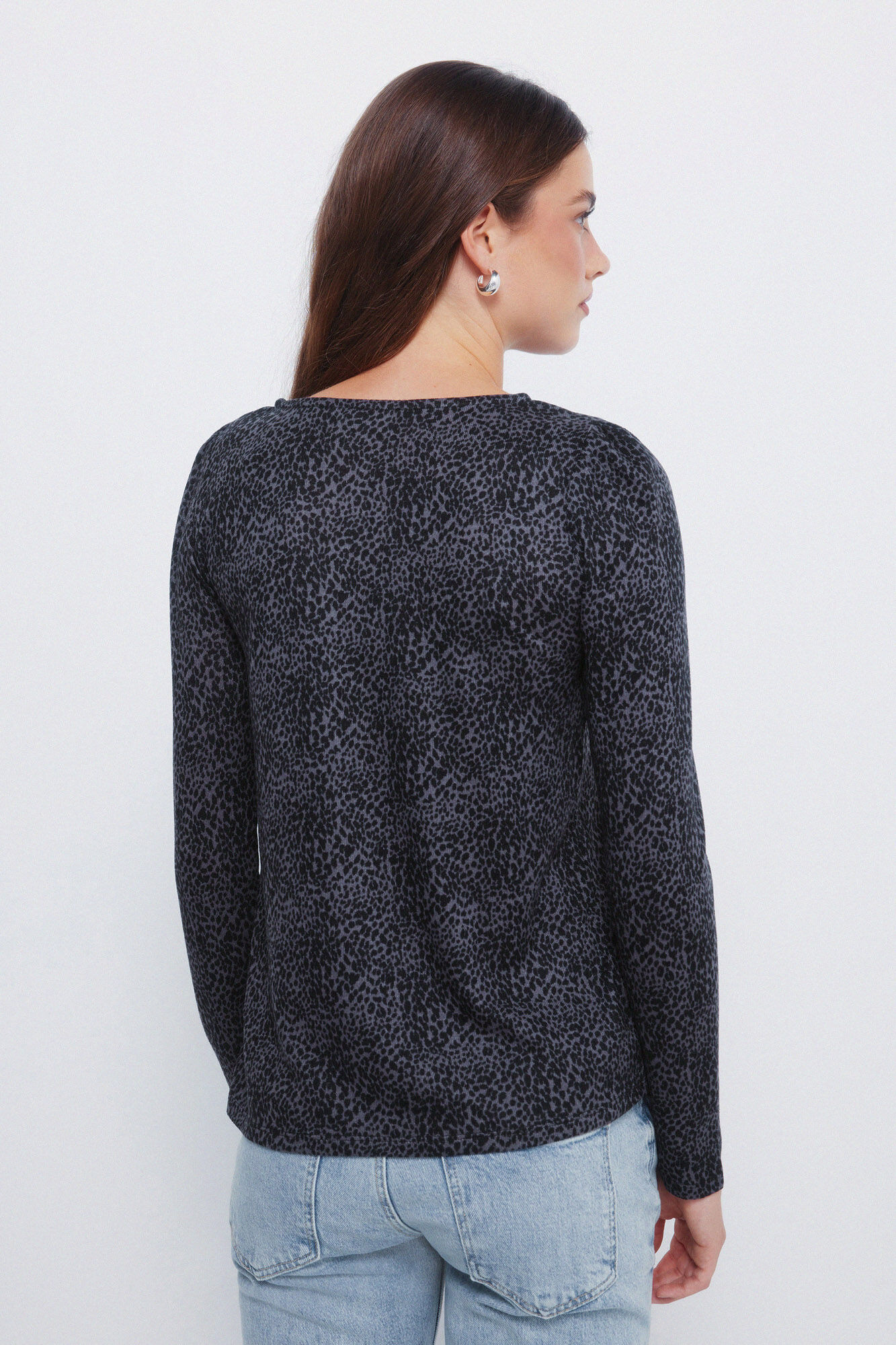 Springfield Playera con escote abertura gris