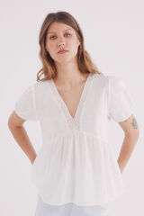 Springfield Blusa escote lace caf&eacute;
