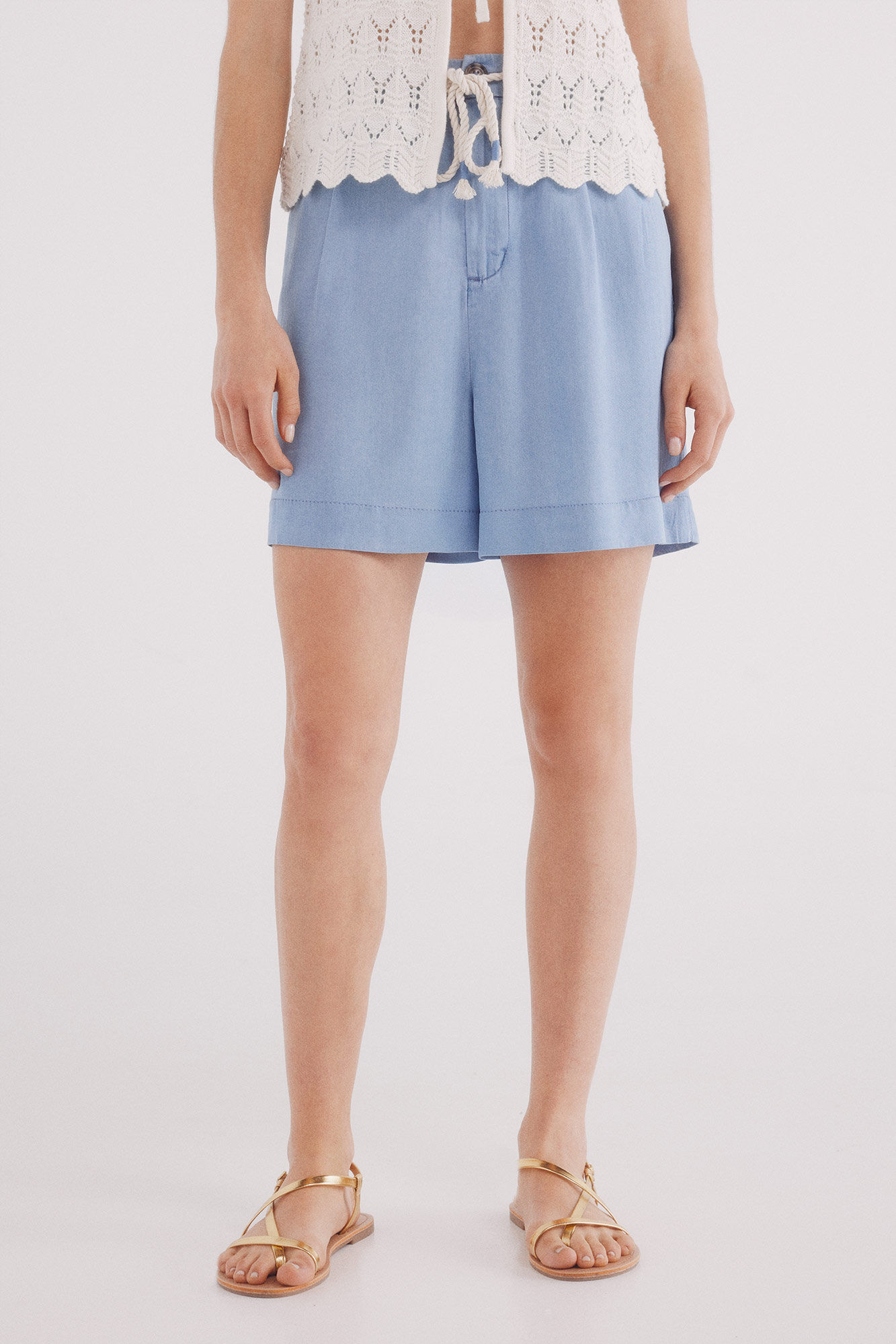 Springfield Shorts cintur&oacute;n tencel azul