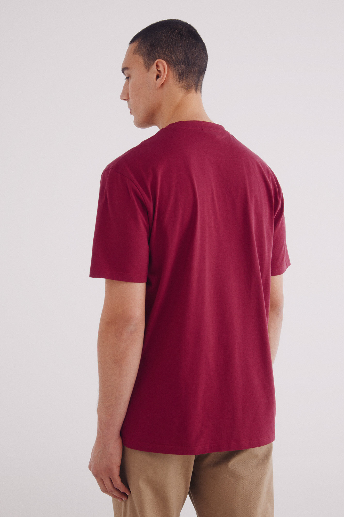 Springfield Playera b&aacute;sica cuello redondo rojo