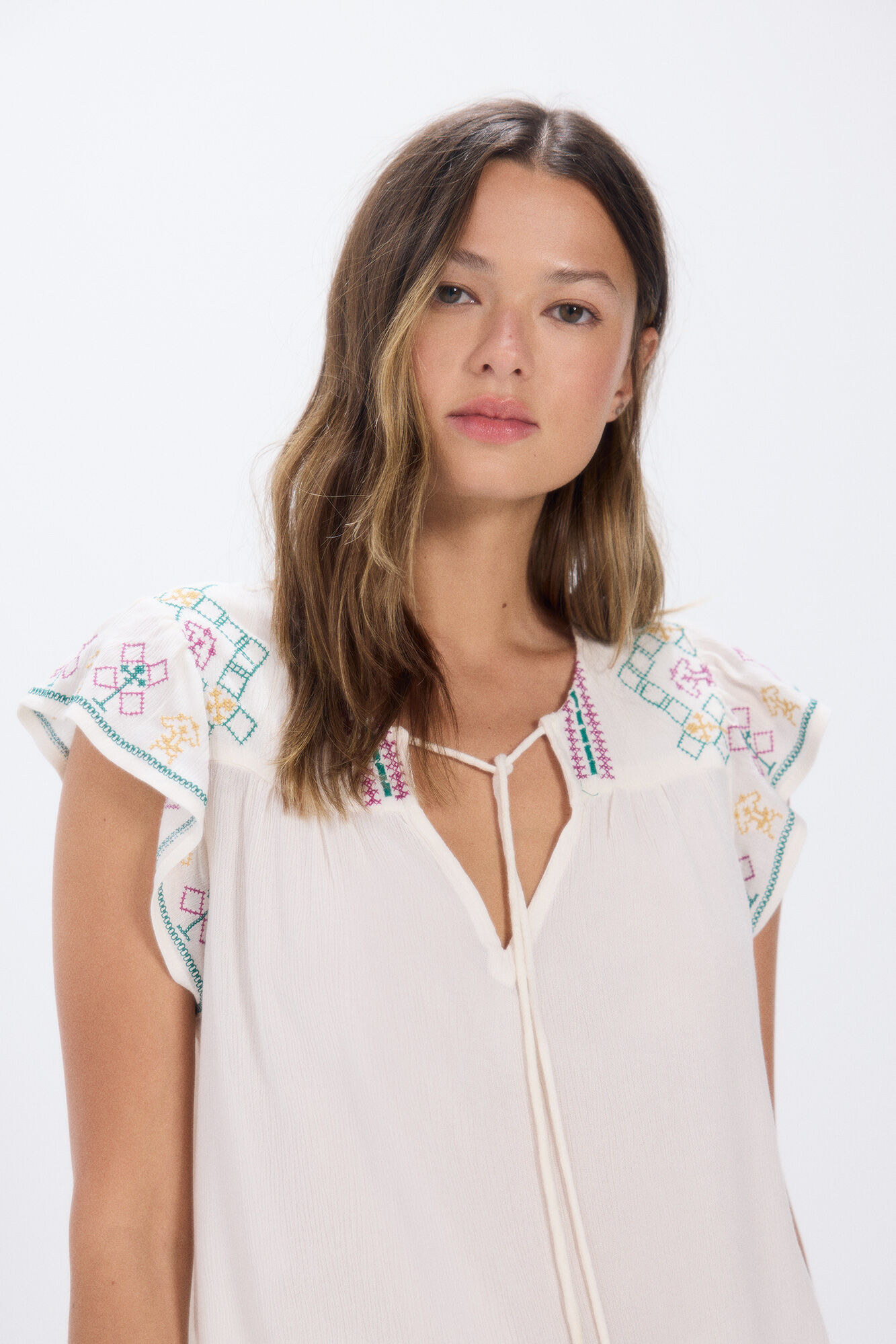 Springfield Blusa fluida bordados