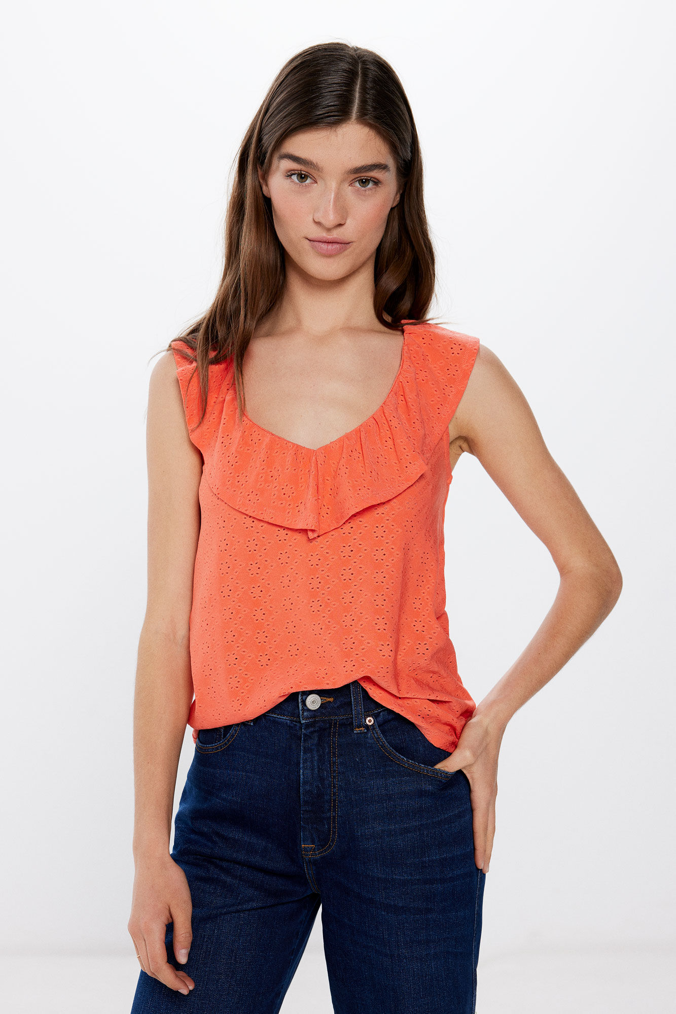 Springfield Playera volantes escote espalda