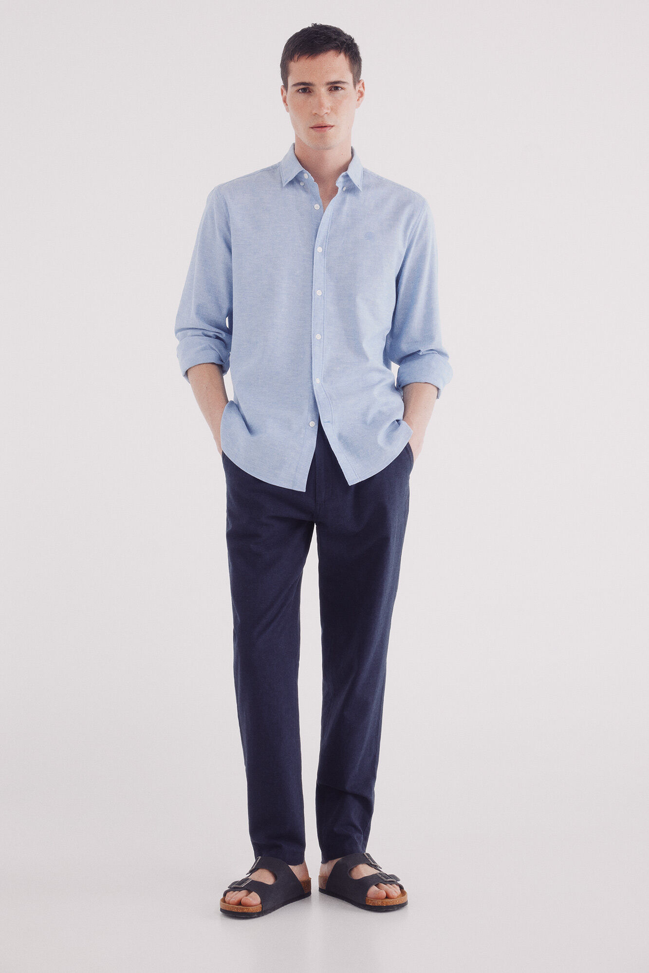 Springfield Pantal&oacute;n chino lino slim fit azulado