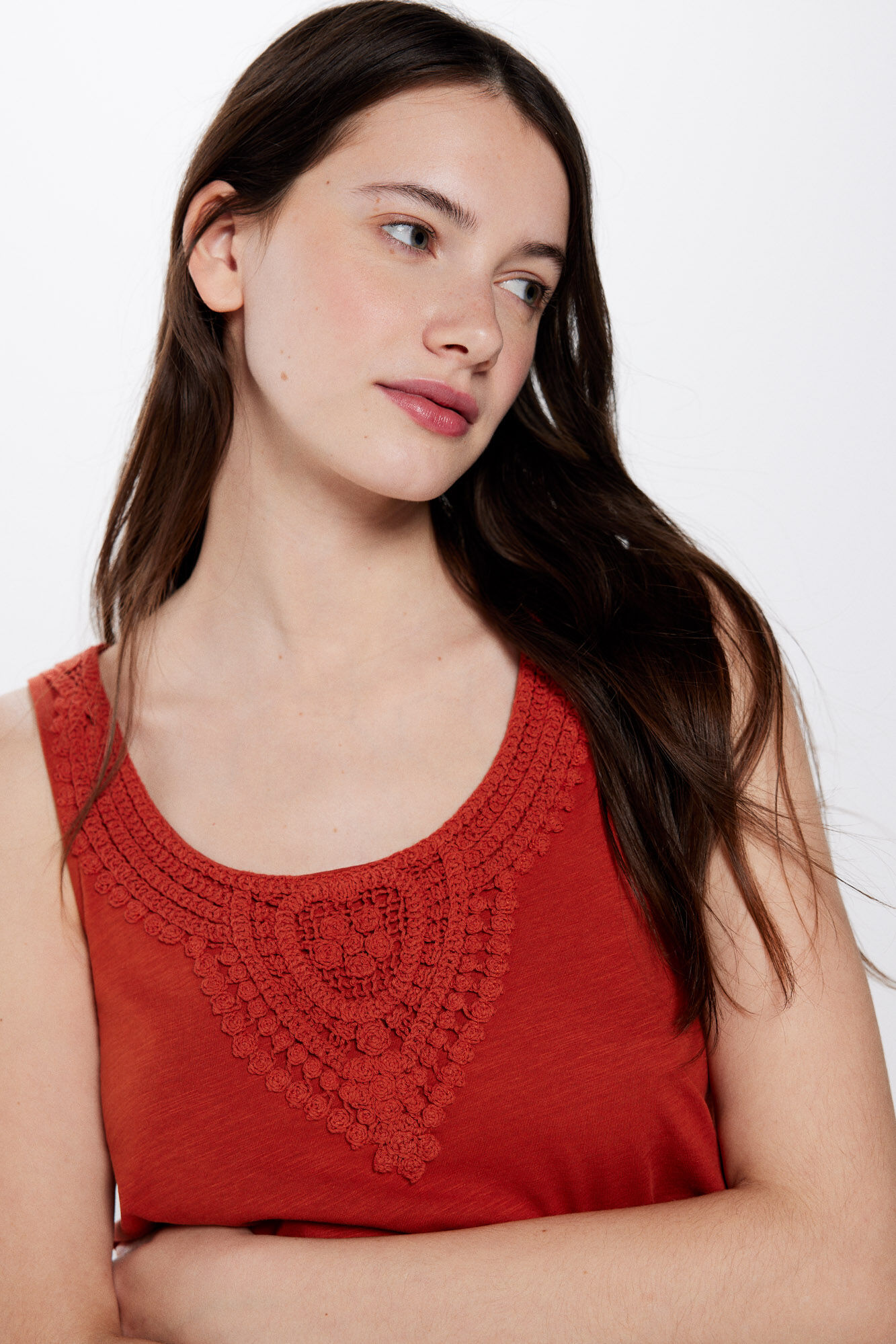 Springfield Playera escote crochet