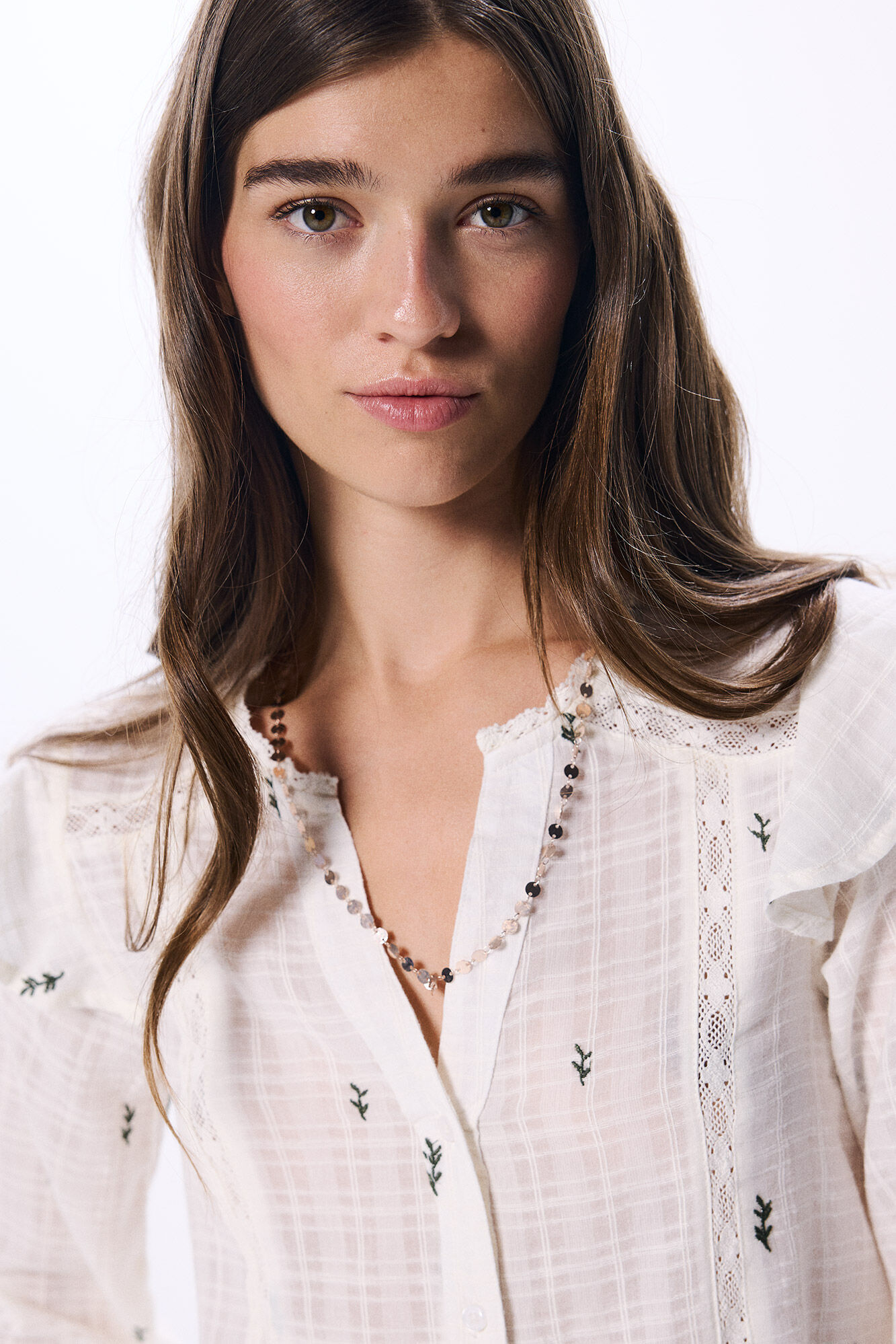 Springfield Blusa bordados lace blanco