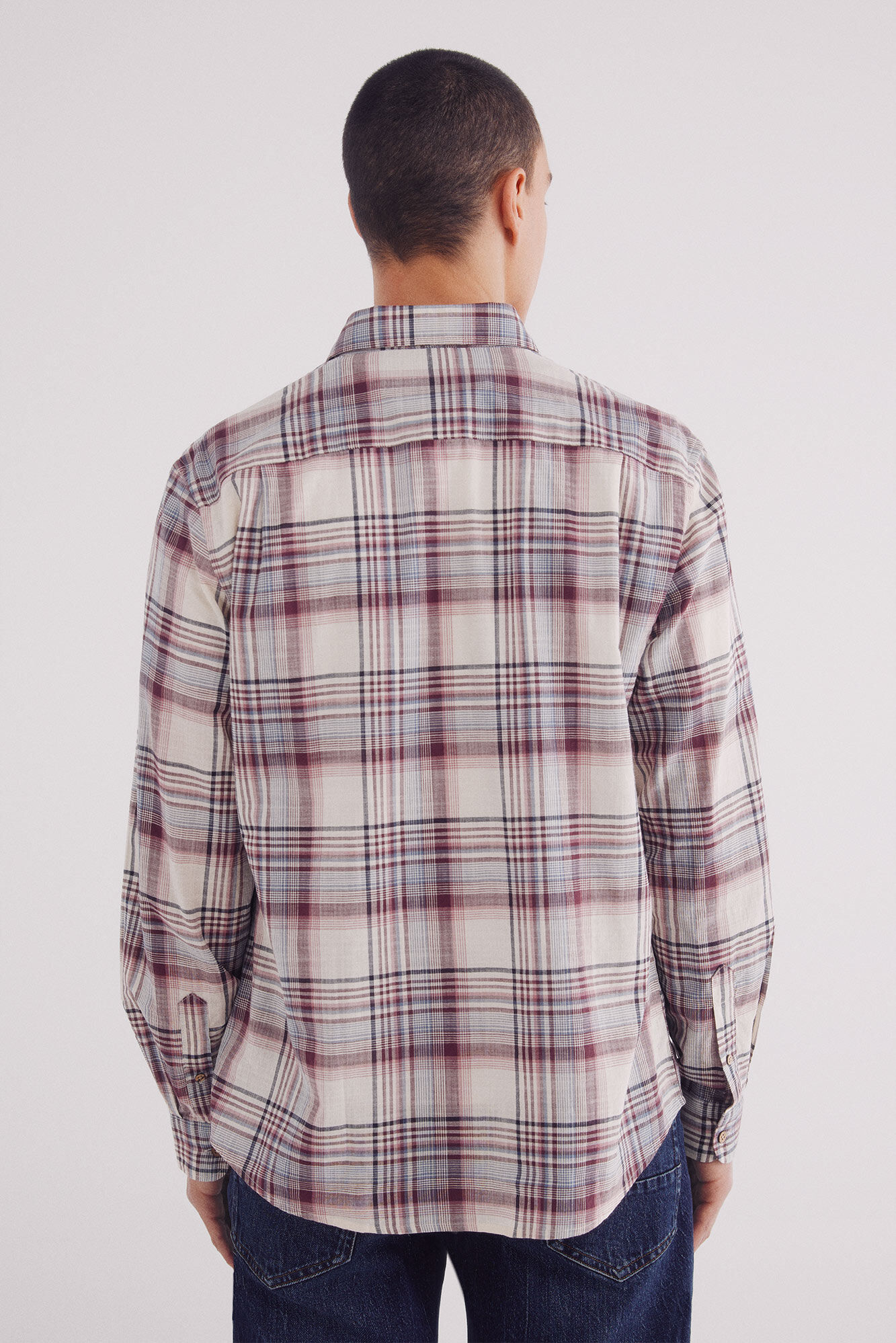 Springfield Camisa algod&oacute;n slum cuadros blanco