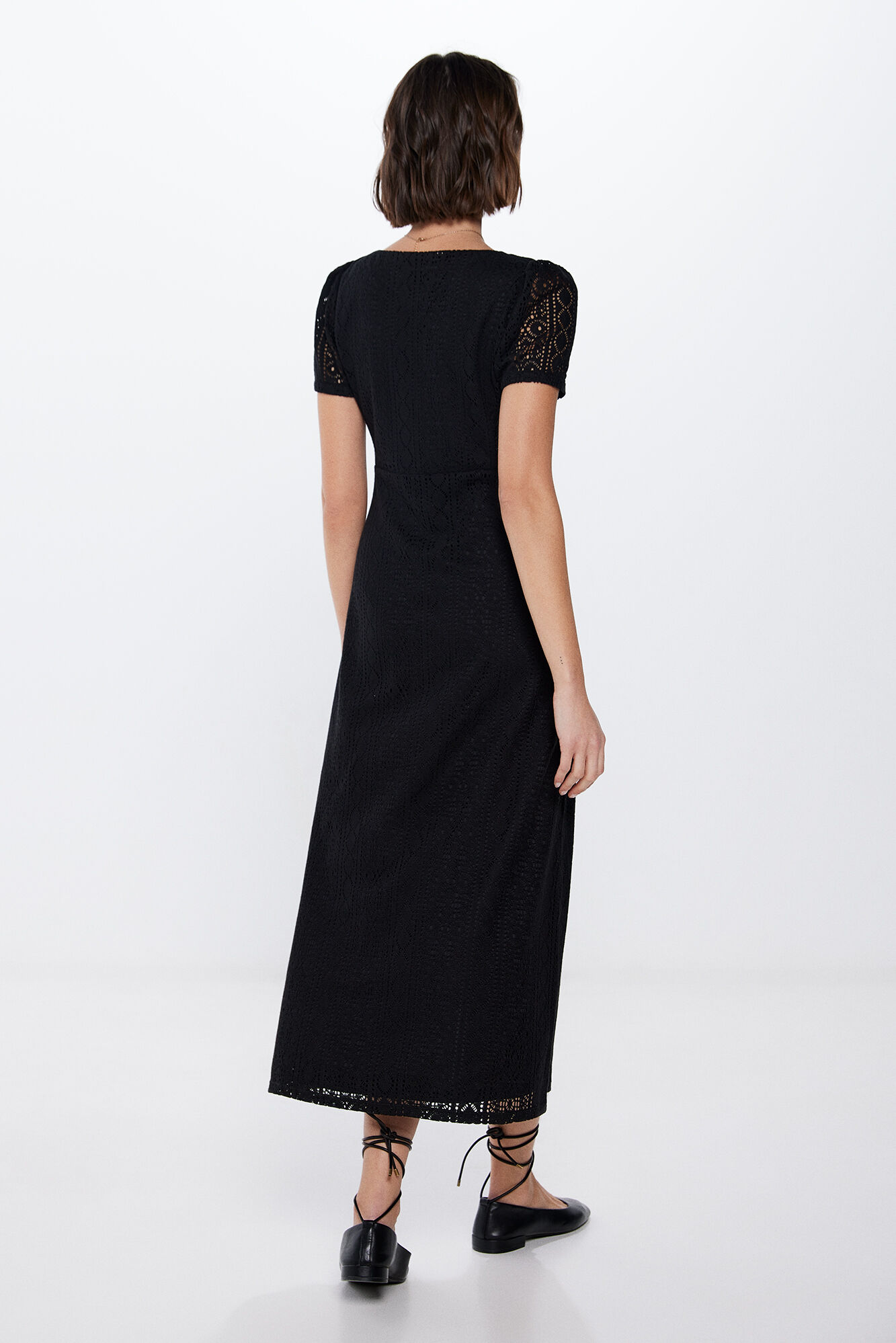 Springfield Vestido midi crochet botones negro