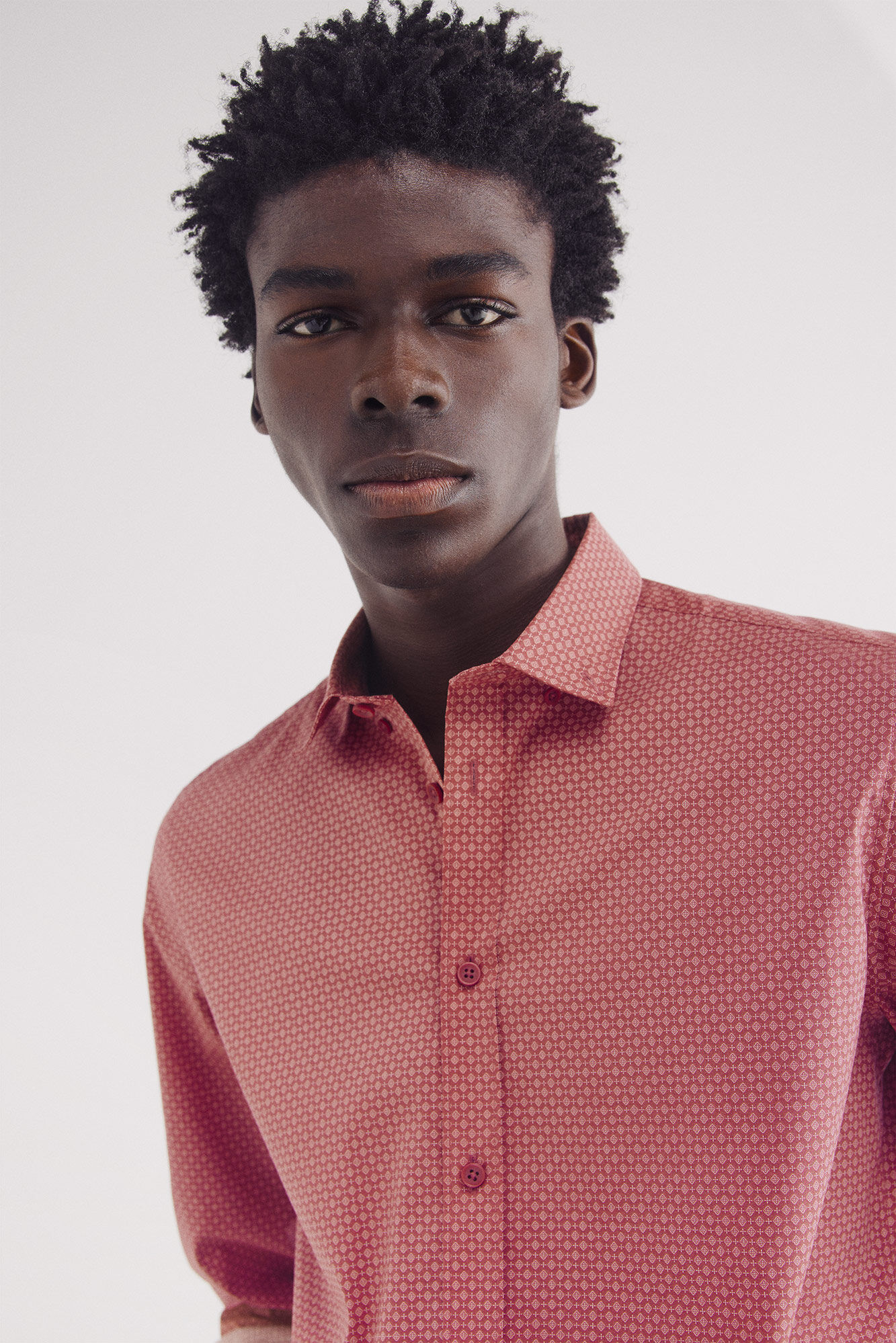 Springfield Camisa popel&iacute;n micro print easy care rosa